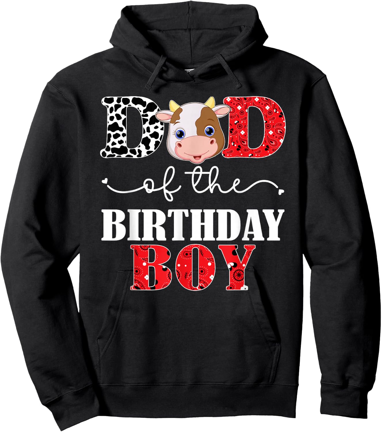 Dad of The Birthday For Boy Cow Farm 1st Birthday Cow Daddy Hoodie - Hoodie | Black