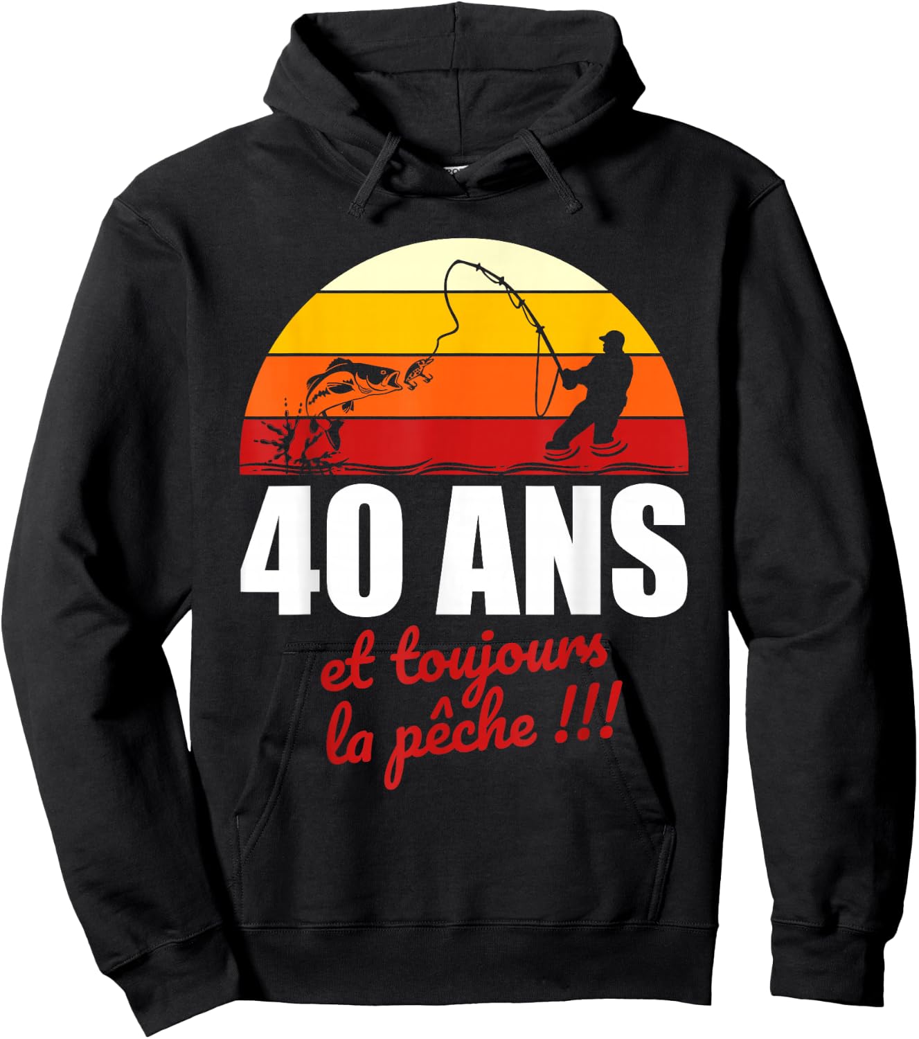40 years and always fishing | Birthday Gift Fishing , Black, S Hoodie - Hoodie | Black
