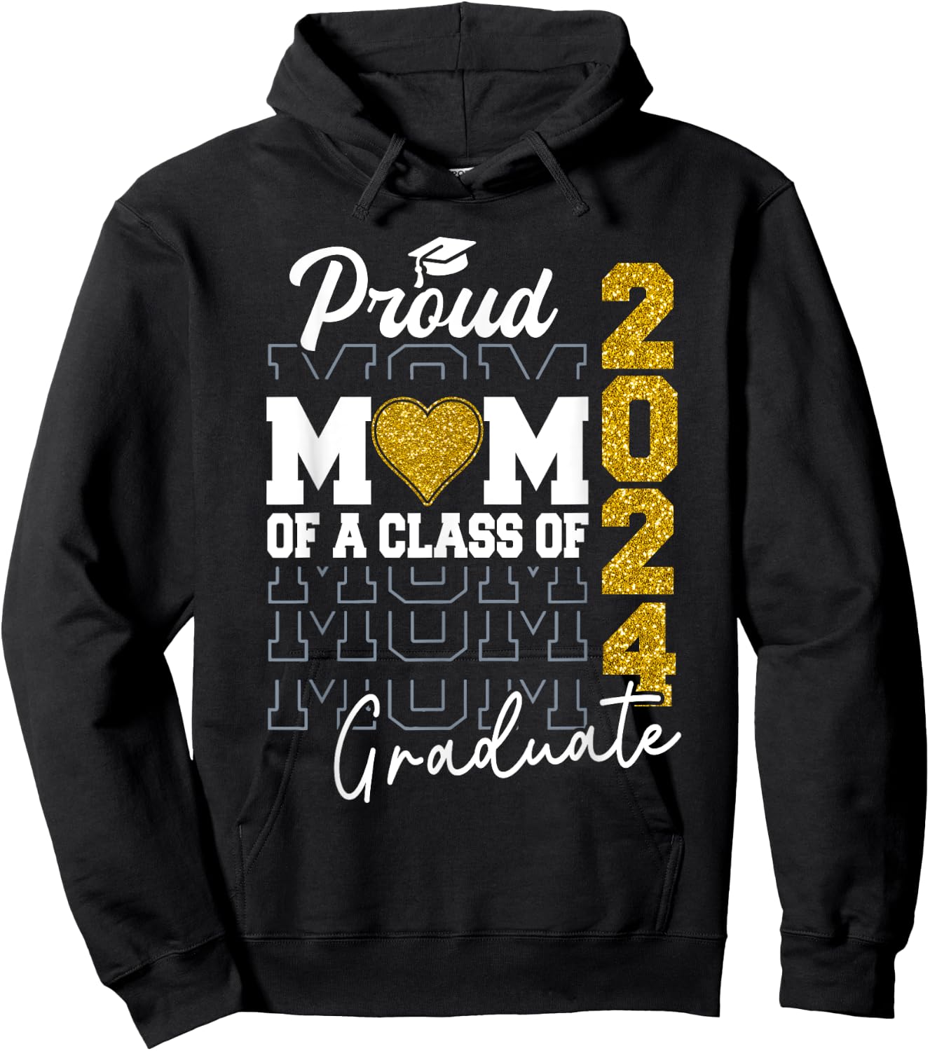 Proud Mom of a Class of 2024 Graduate Senior Graduation 2024 Hoodie - Hoodie | Black