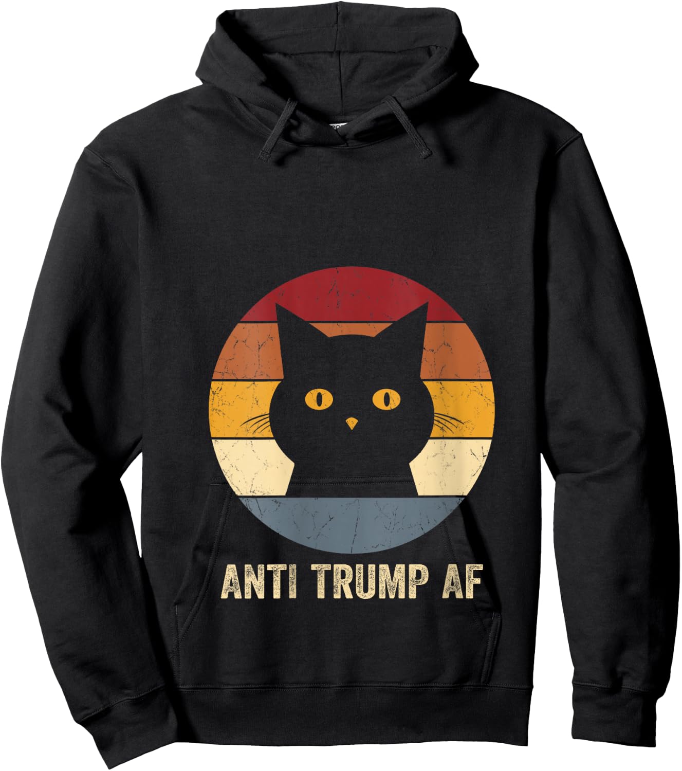 Anti Trump AF Retro Funny Anti Trump Cat V-Neck Hoodie - Hoodie | Black