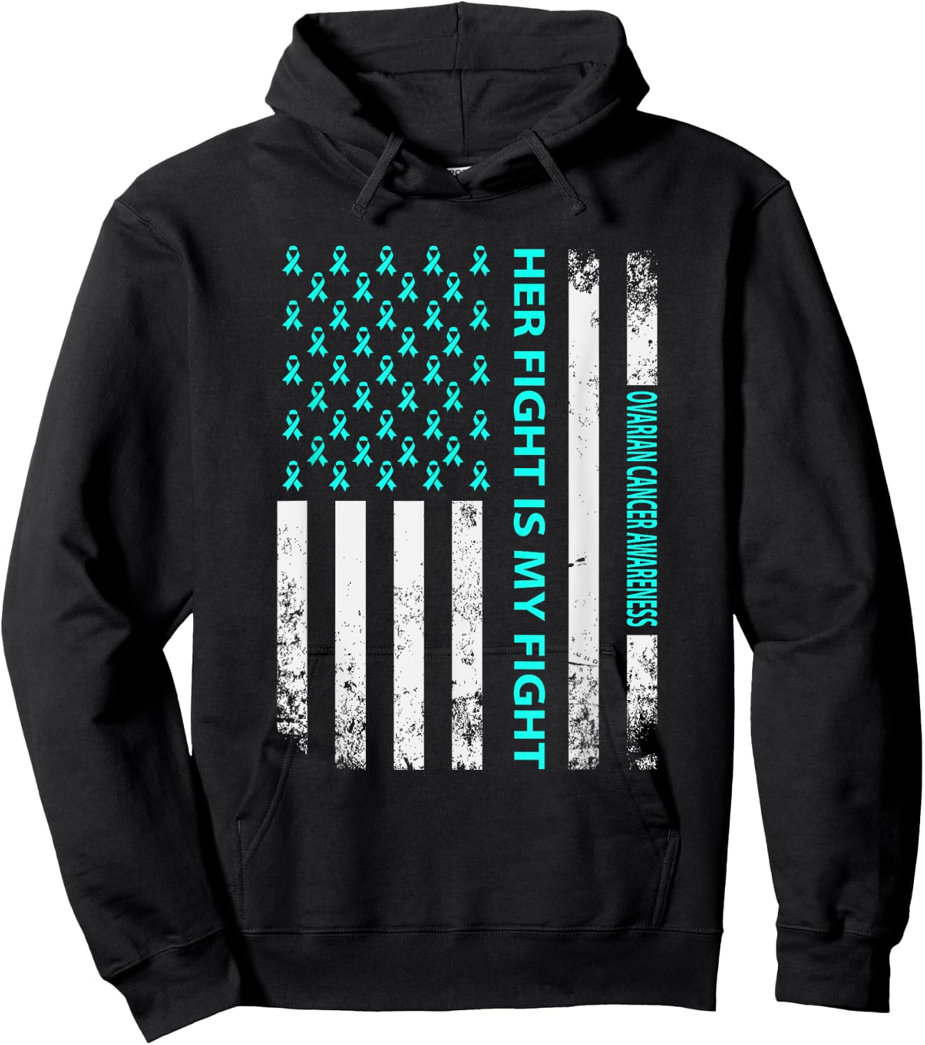 Her Fight Is My Fight Ovarian Cancer Awareness Hoodie - Hoodie | Black