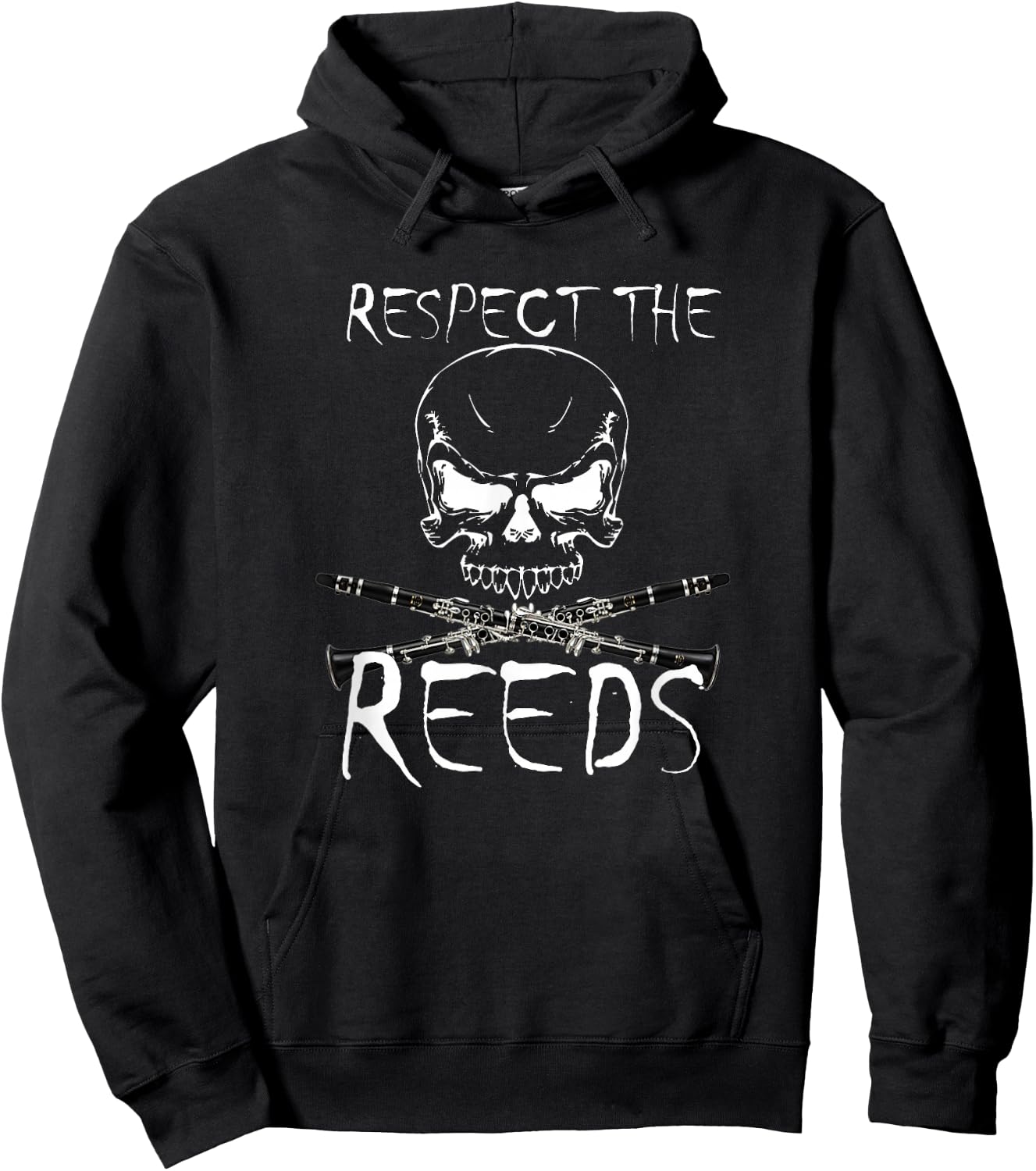 Marching Band : Respect the Reeds Clarinet Shirt Hoodie - Hoodie | Black