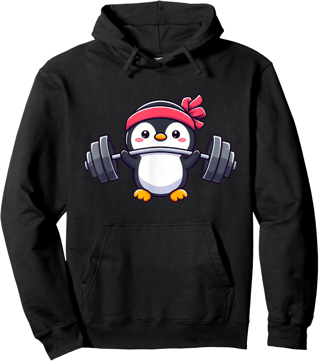 Cute Penguin Dumbbell Hoodie - Hoodie | Black