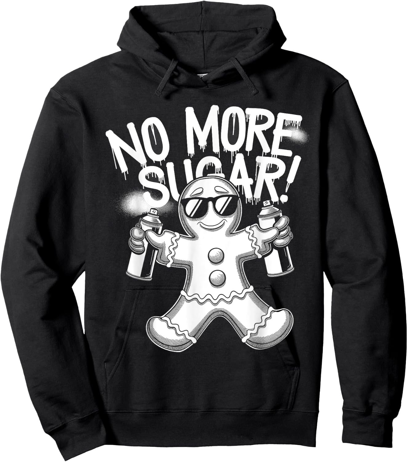 Funny Anti Christmas Gingerbread Man No More Sugar Hoodie - Hoodie | Black