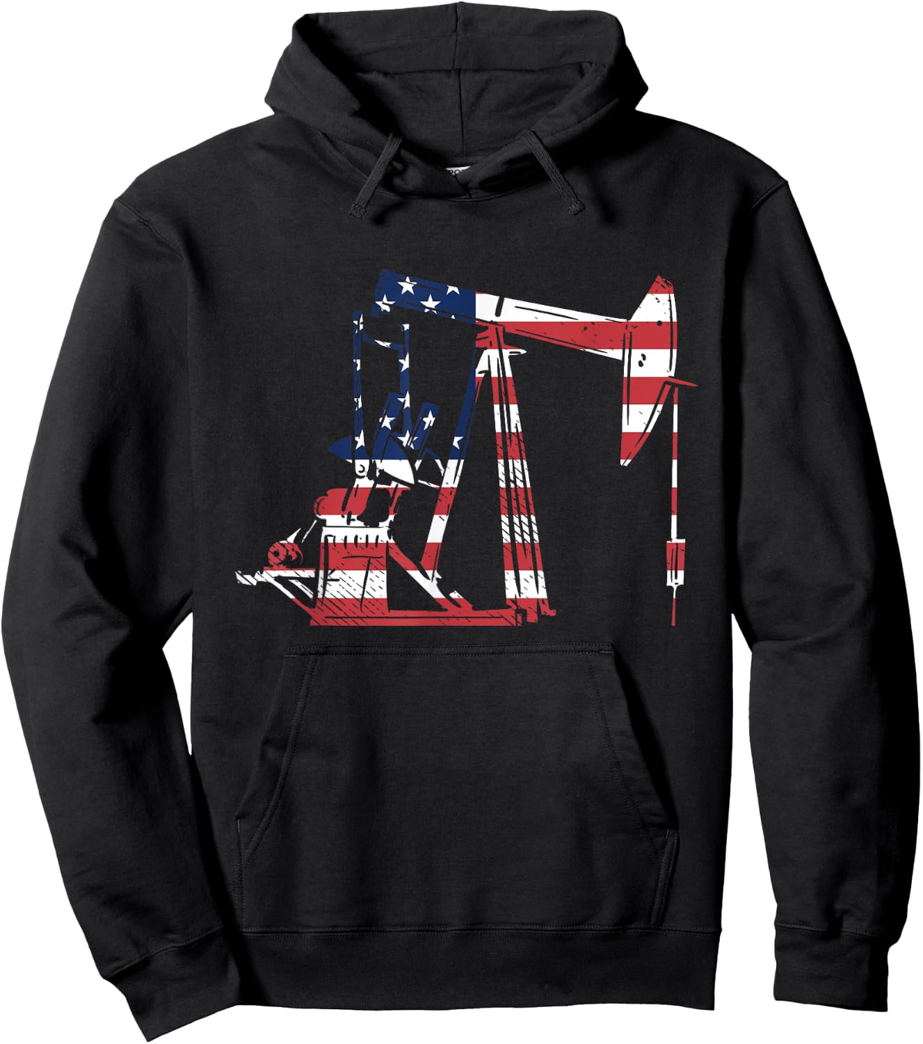 Oilfield Rig USA American Flag Oil Field Refinery Worker Hoodie - Hoodie | Black