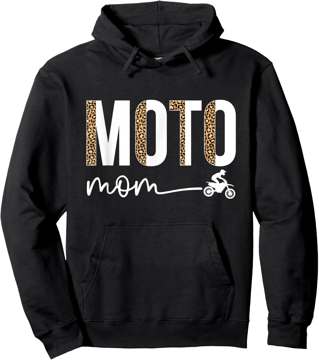 Moto Mom Leopard Motocross Mom Motocross Mother Hoodie - Hoodie | Black
