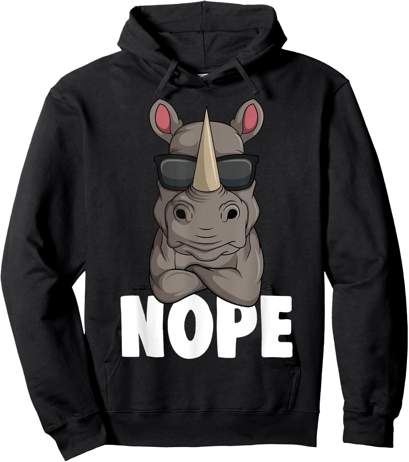 Funny Rhino Apparel & Gift Ideas -Kids, Women Classic Fit Black Cartoon Animal Hoodie - Hoodie | Black