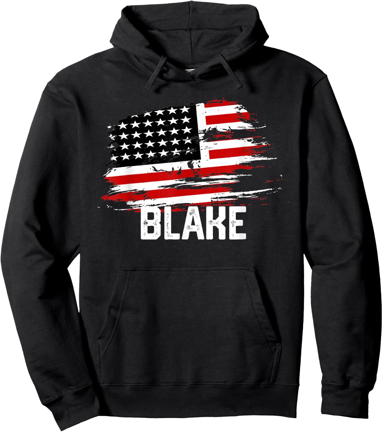 BLAKE USA Flag Personalized 4th of July BLAKE Hoodie - Hoodie | Black