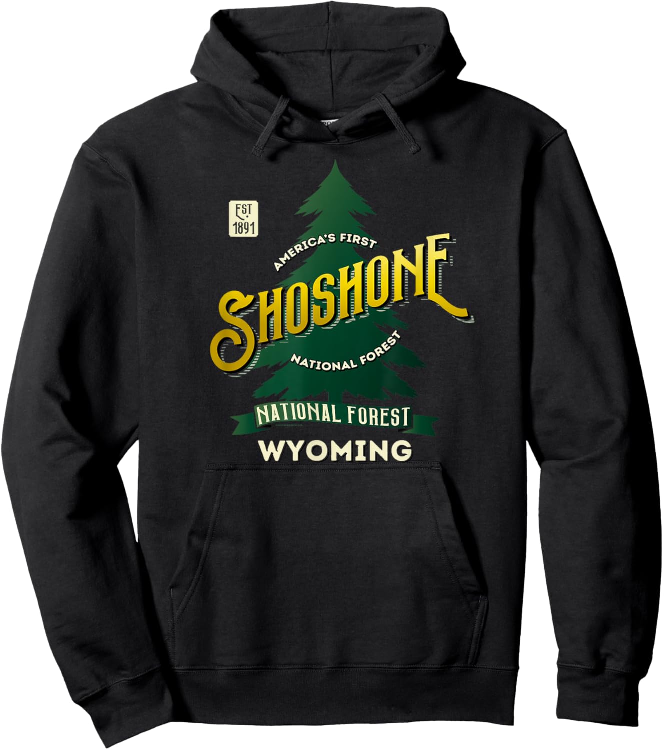 Shoshone National Forest Wyoming 1891 Retro Logo Shirt Hoodie - Hoodie | Black