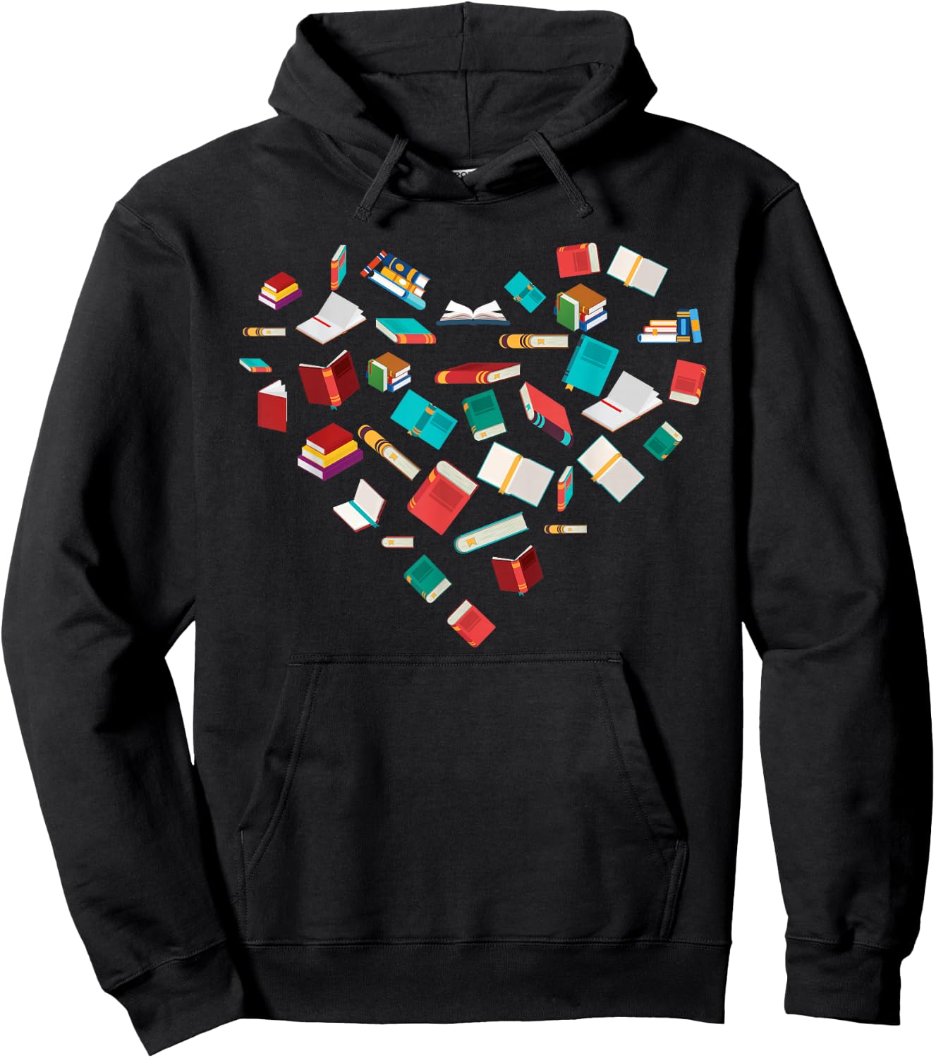 Library Books Heart Bookworm Valentines Day Gift Reading Hoodie - Hoodie | Black