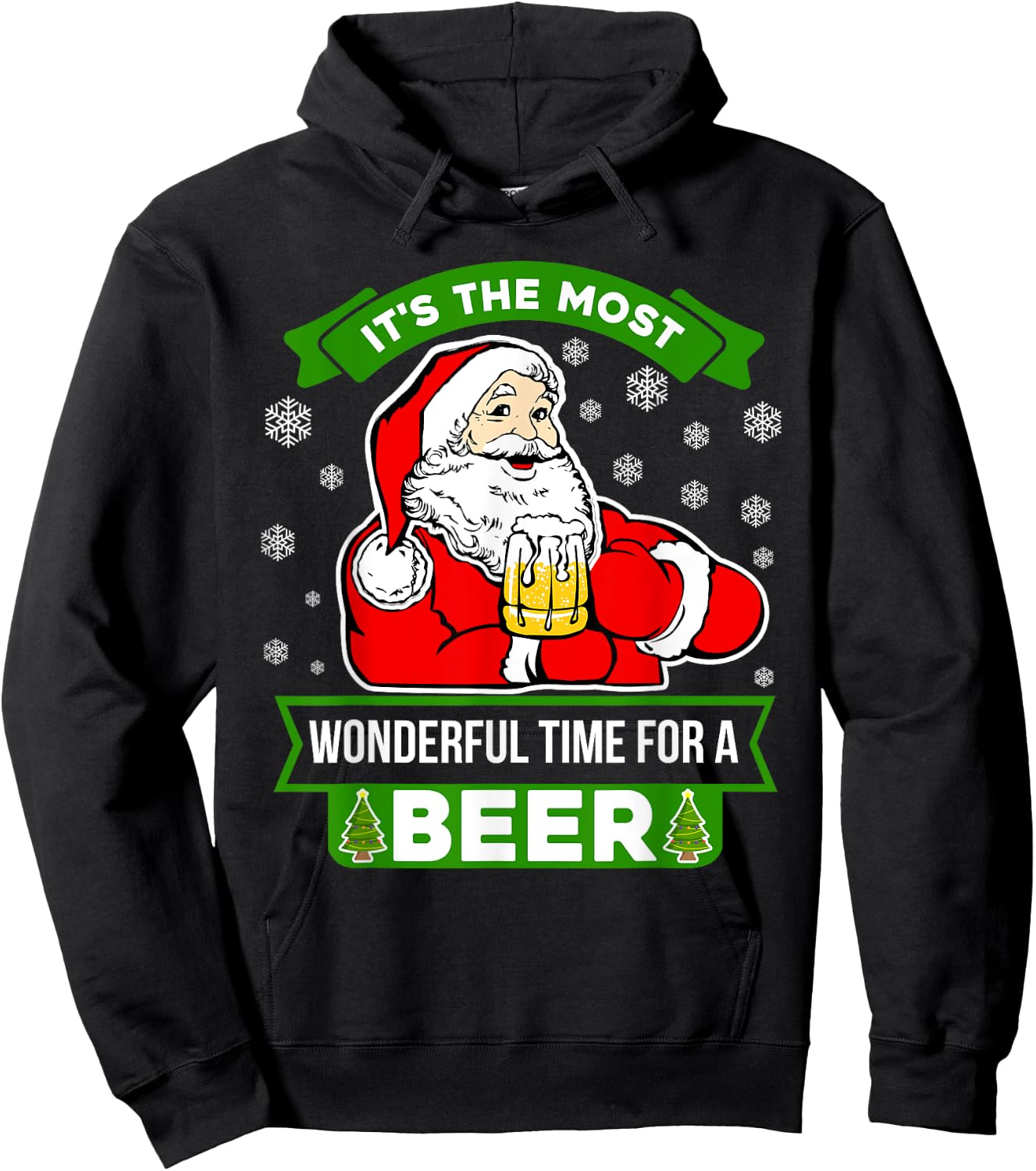 It's The Most Wonderful Time For A Beer SANTA Christmas Hoodie - Hoodie | Black