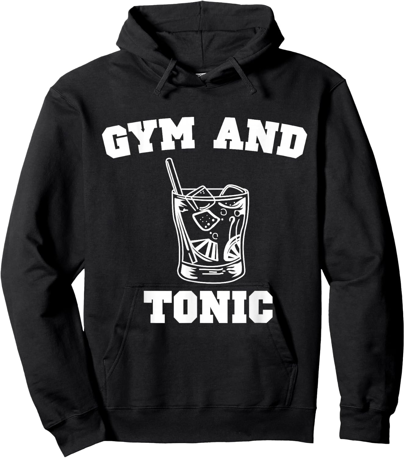 Gym and Tonic Print Funny Gin Liquor Bar Design Hoodie - Hoodie | Black