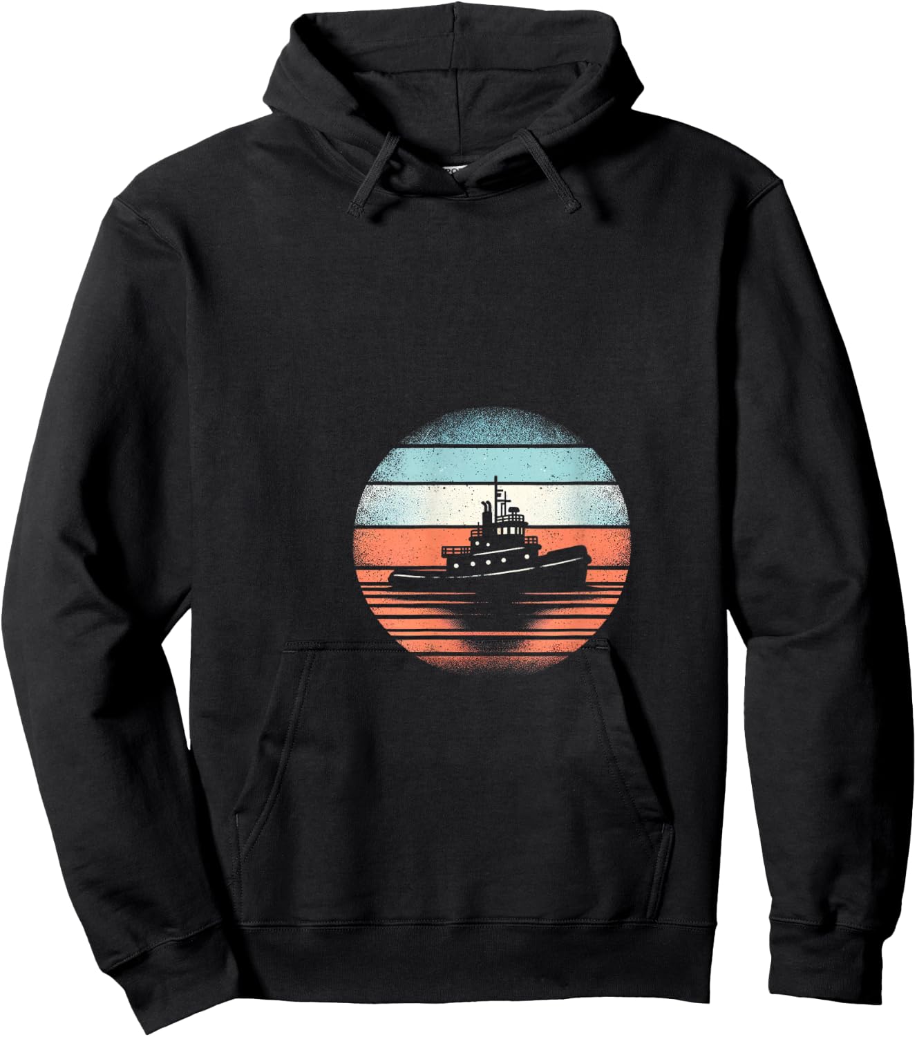 Bateau remorqueur vintage au coucher du soleil Hoodie - Hoodie | Black