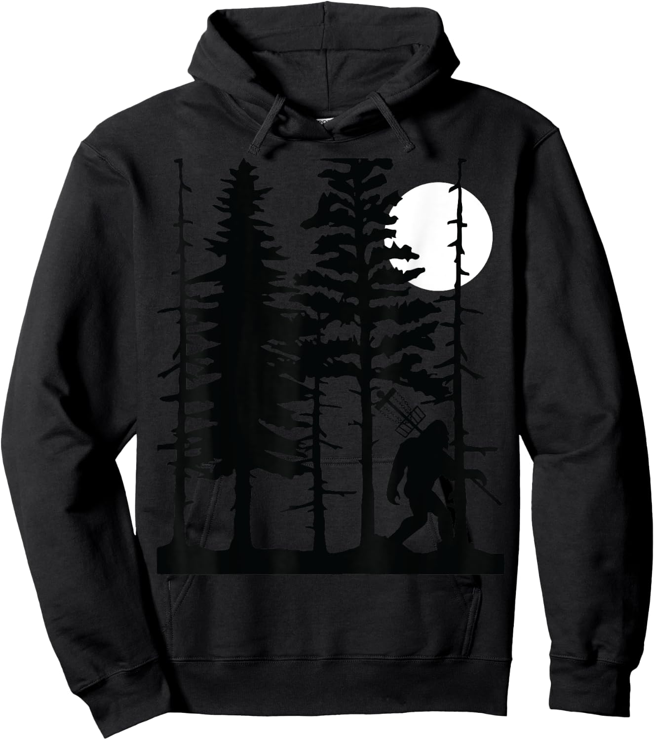 Disc Golf Bigfoot Hiding Wildlife Trees Nature Retro Forest Hoodie - Hoodie | Black