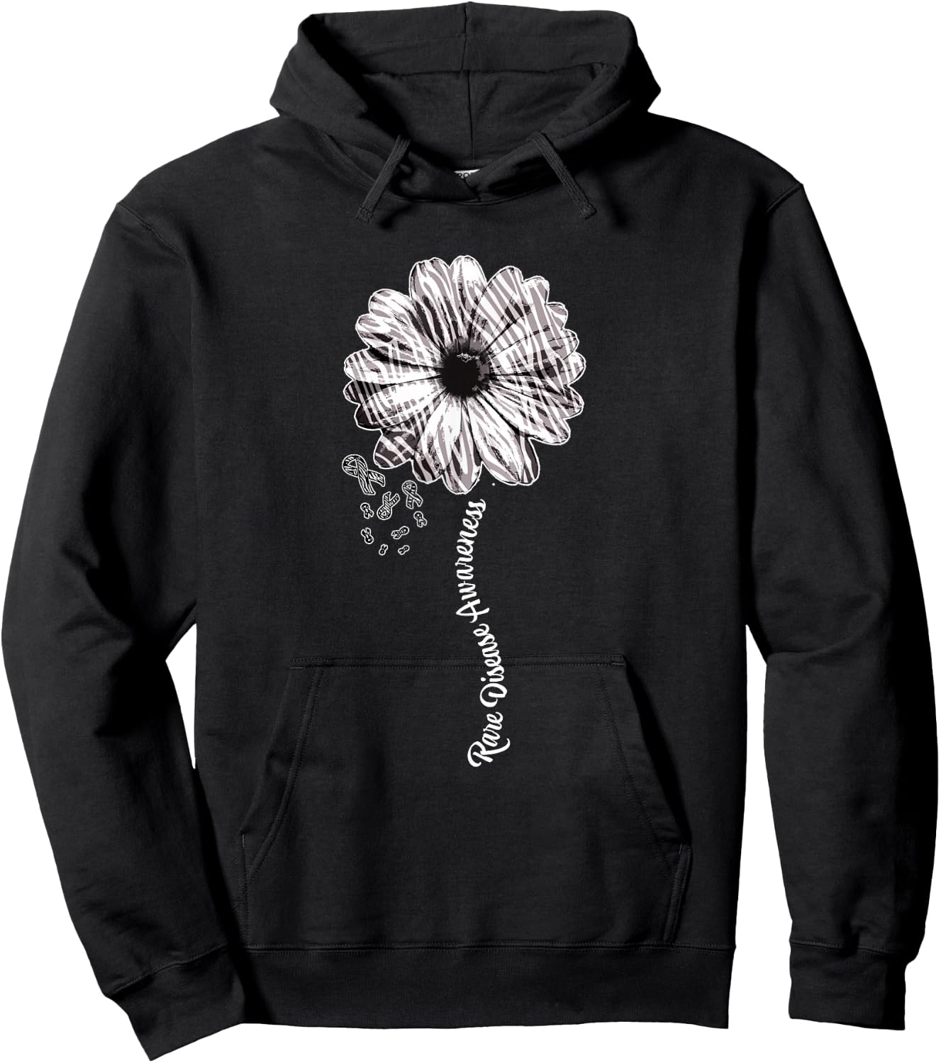 Rare Disease Awareness , Family Pretty Ribbon, Day Hoodie - Hoodie | Black