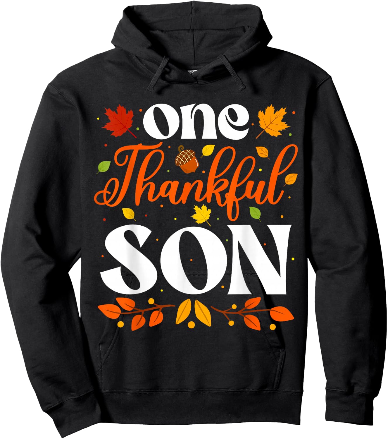 One Thankful Son Thanksgiving Family Autumn Fall Son Hoodie - Hoodie | Black