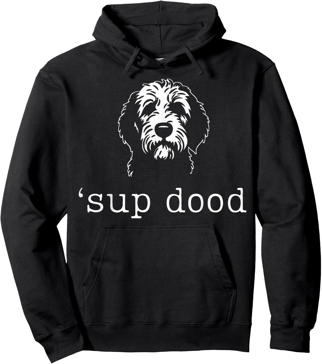 'Sup Dood Funny Doodle Dog Dad Minimalist Pet Lover Art Hoodie - Hoodie | Black