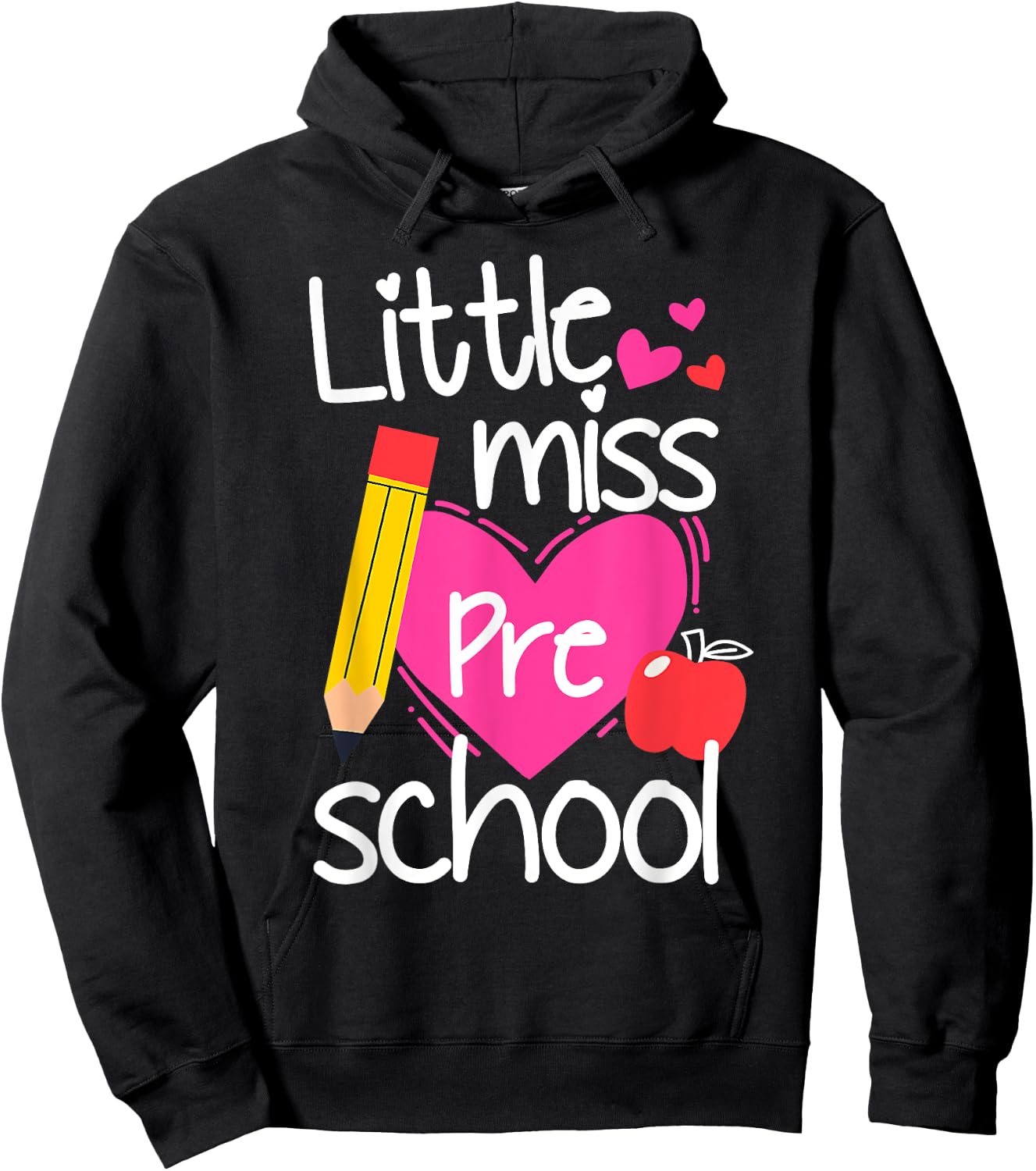 Little Miss Preschool First Day Of Hello Preschool Girls Hoodie - Hoodie | Black