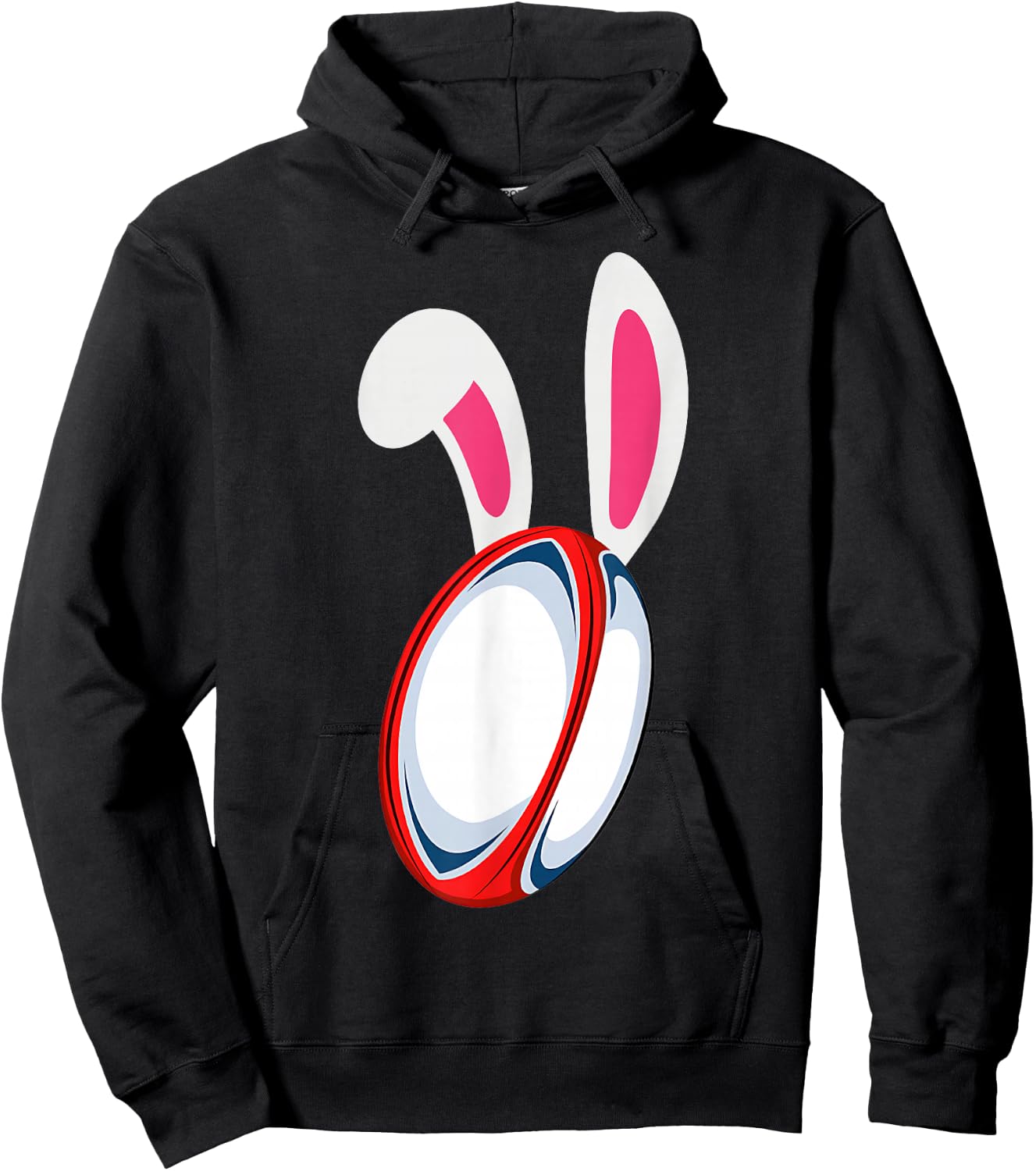 Bunny Easter Ears Rugby Player Hoodie - Hoodie | Black