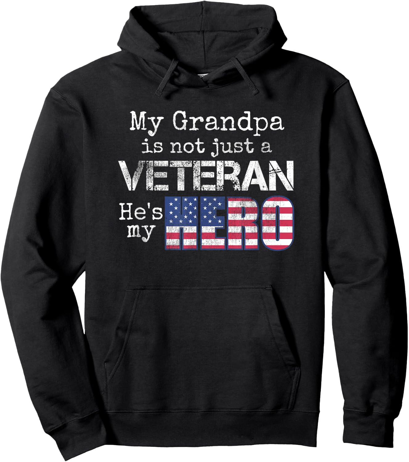 Military Family Veteran - My Grandpa Veteran My Hero Hoodie - Hoodie | Black