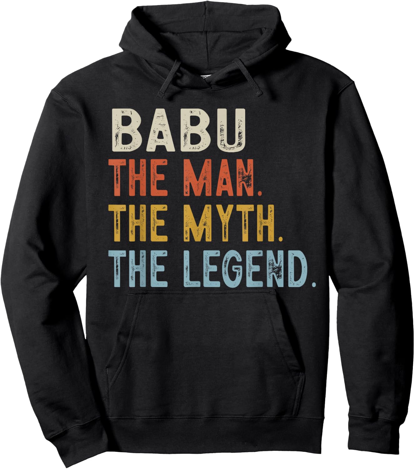 BABU The Grandpa The Myth The Legend Fathers Day Vintage Hoodie - Hoodie | Black