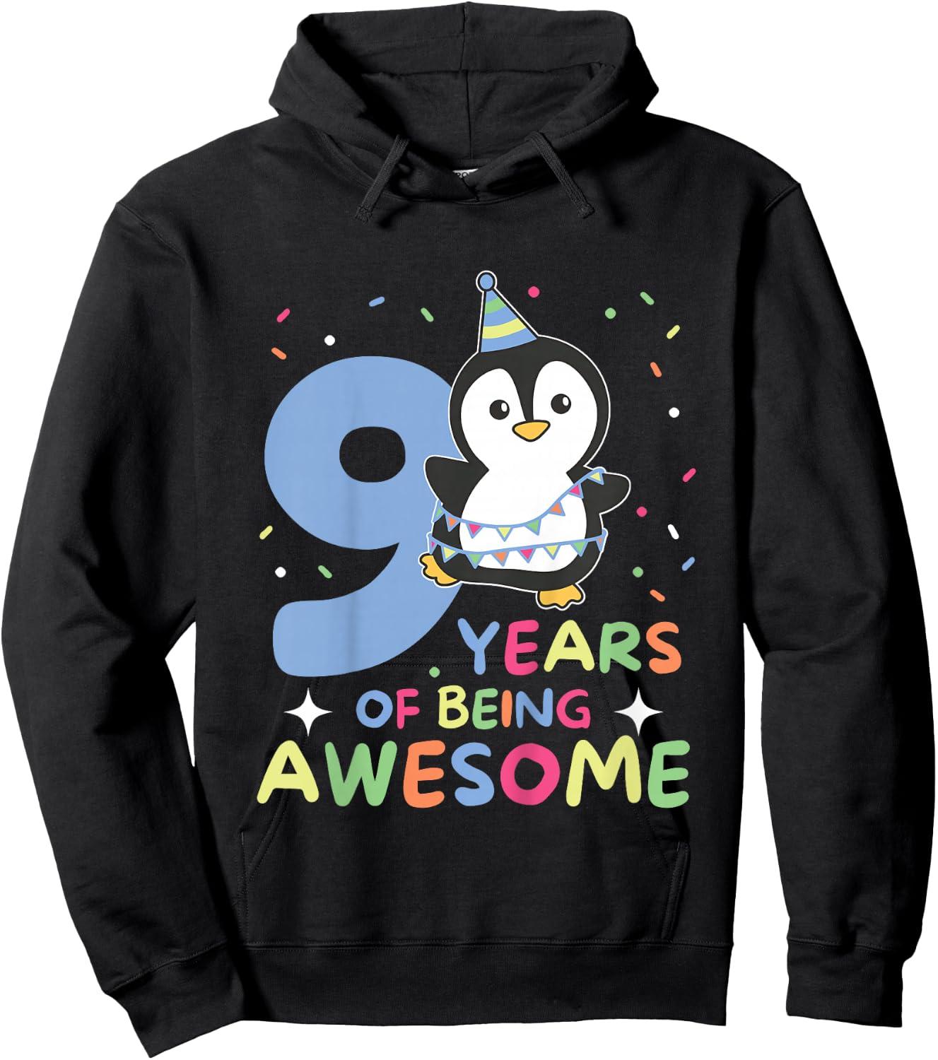 9th Birthday Penguin For Children Nine Years Old Hoodie - Hoodie | Black