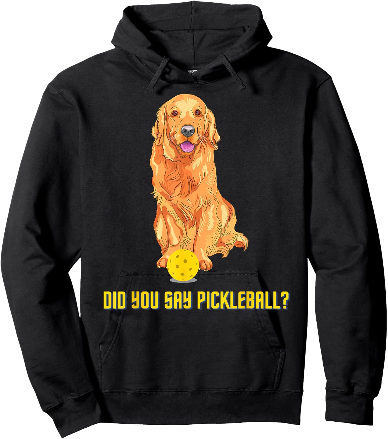 Cute Golden Retriever Pickleball Dog Hoodie - Hoodie | Black