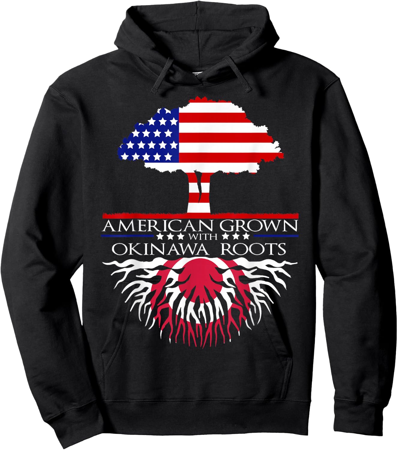 Okinawa Roots Japanese American Flag Hoodie - Hoodie | Black