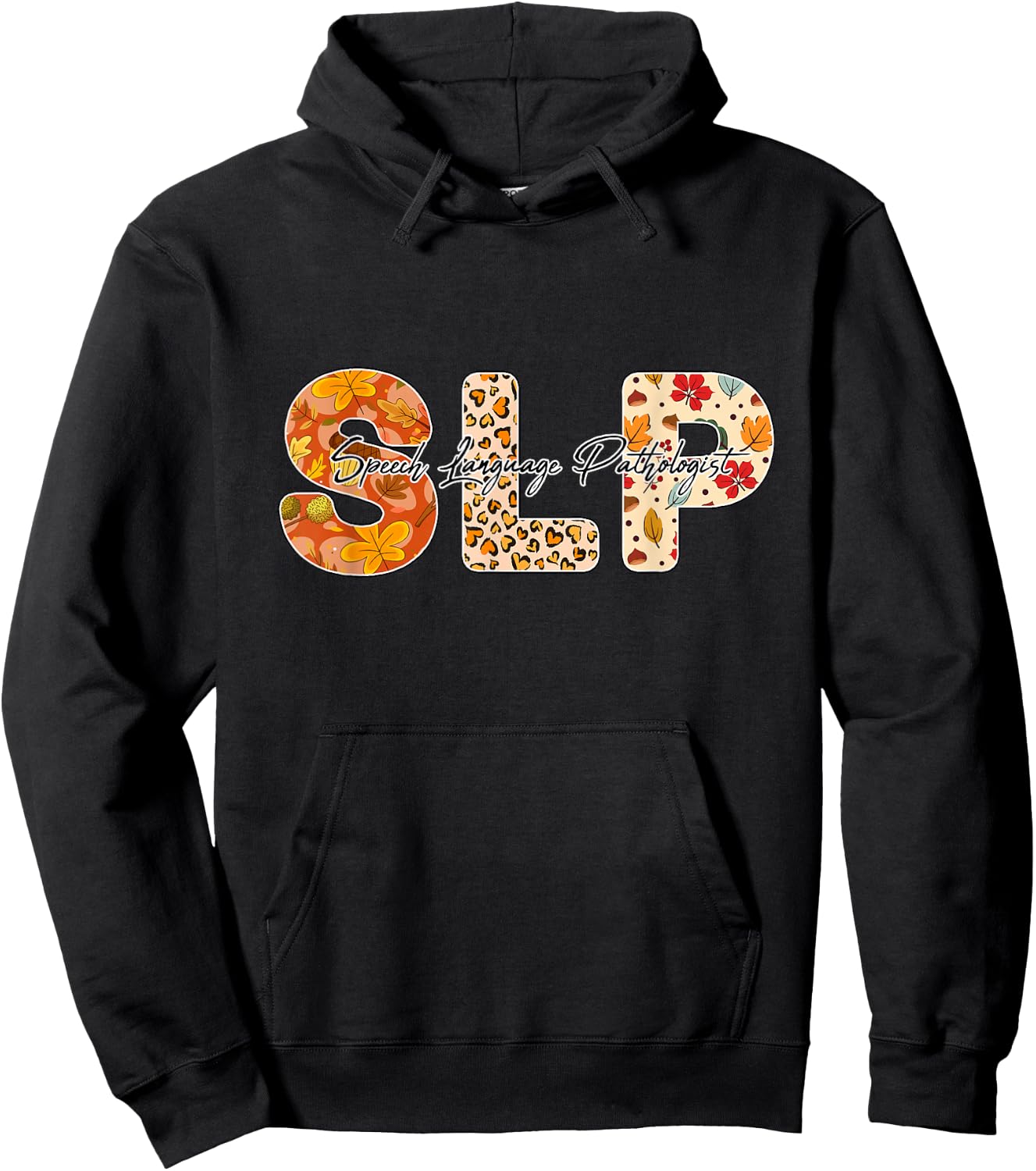 SLP speech Language Pathologist leopard floral Fall autumn Hoodie - Hoodie | Black
