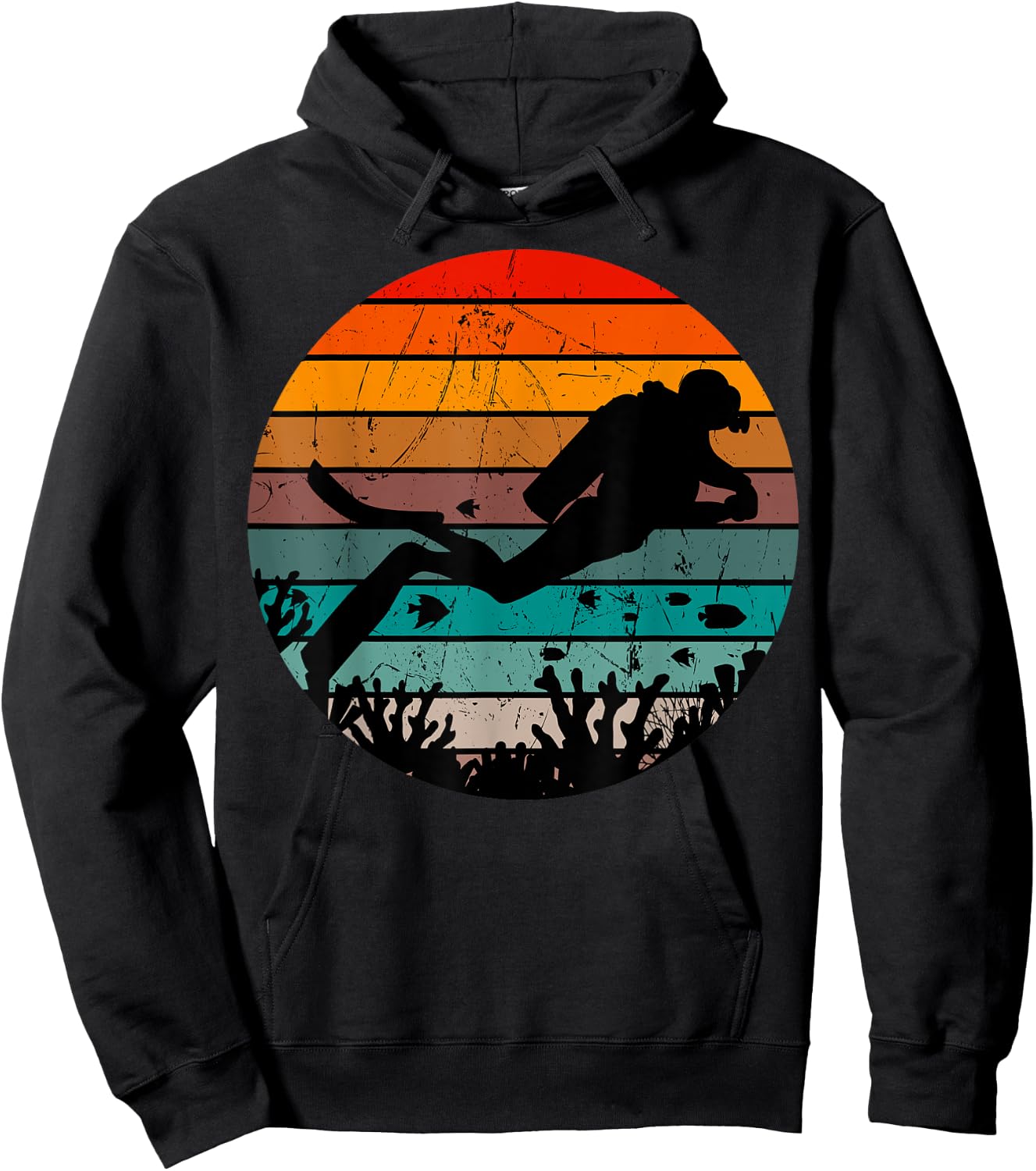 Scuba Diving Retro Vintage Diver Underwater Dive Deep-Sea Hoodie - Hoodie | Black