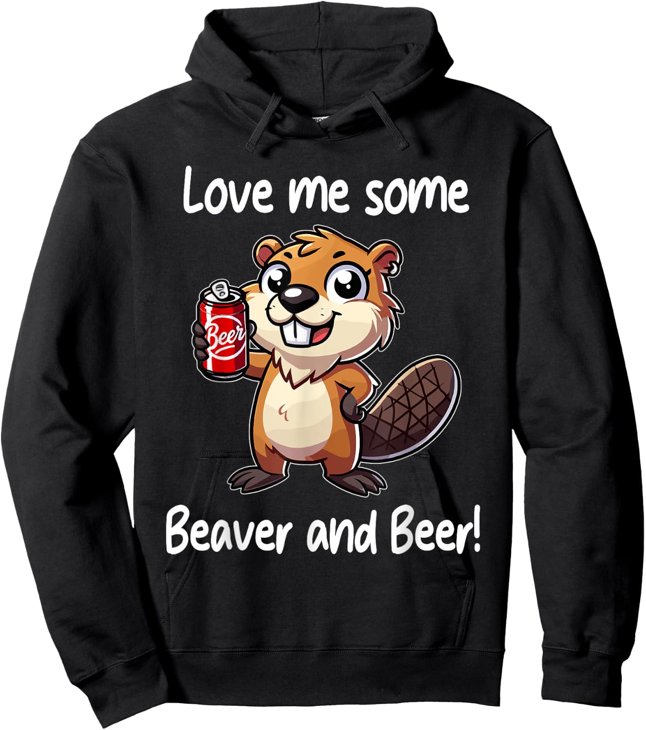 Funny Dorm Party Gag Gift Love Me Some Beaver and Beer Hoodie - Hoodie | Black