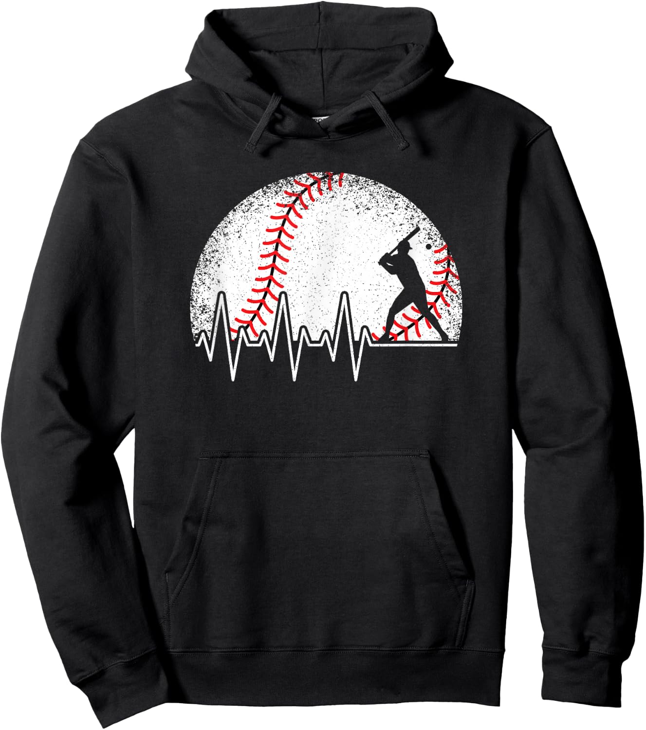 Baseball Heartbeat Baseball Player Ball Women Men Kids , black Hoodie - Hoodie | Black