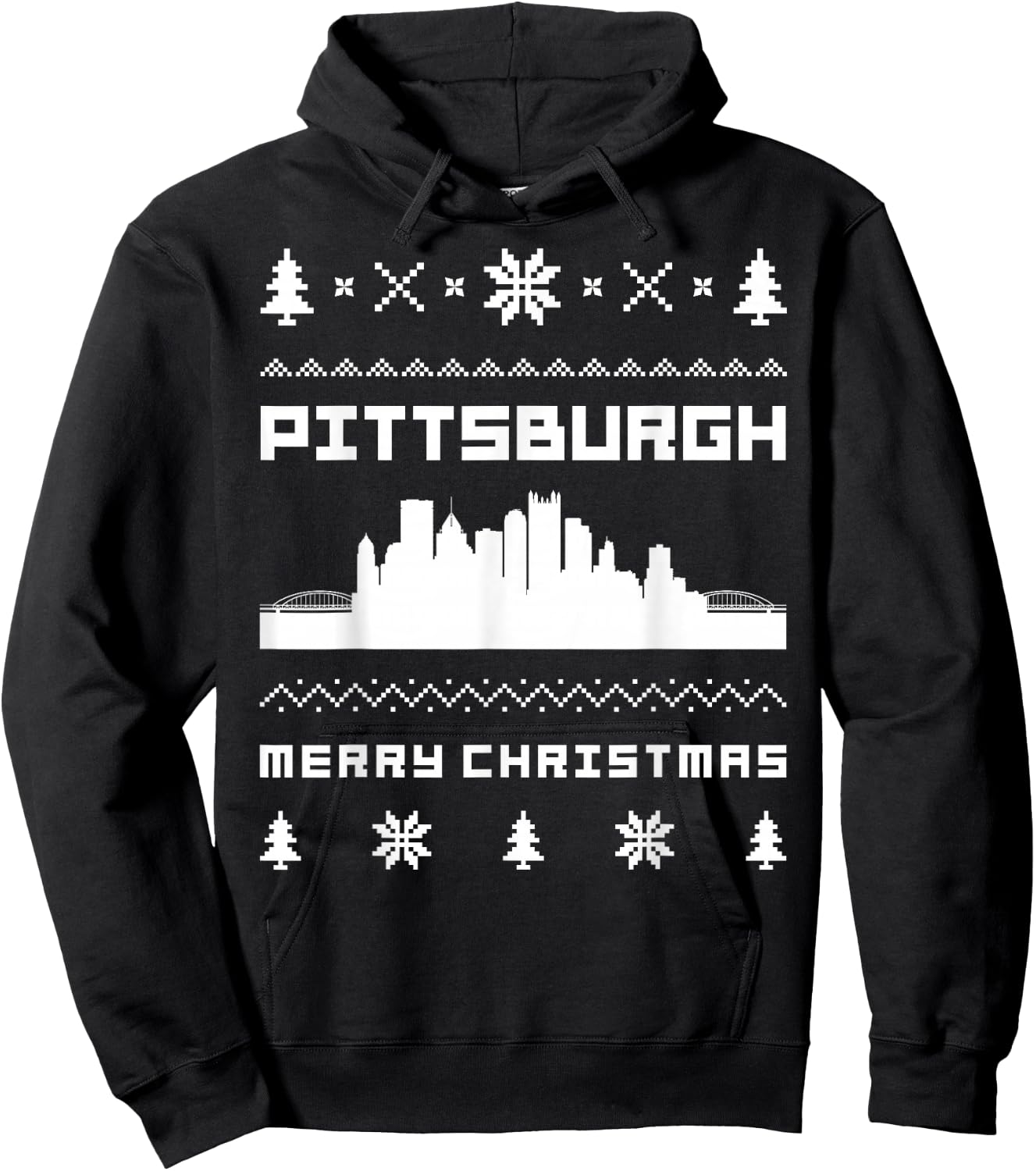 Pittsburgh Ugly Christmas Sweater Hoodie - Hoodie | Black