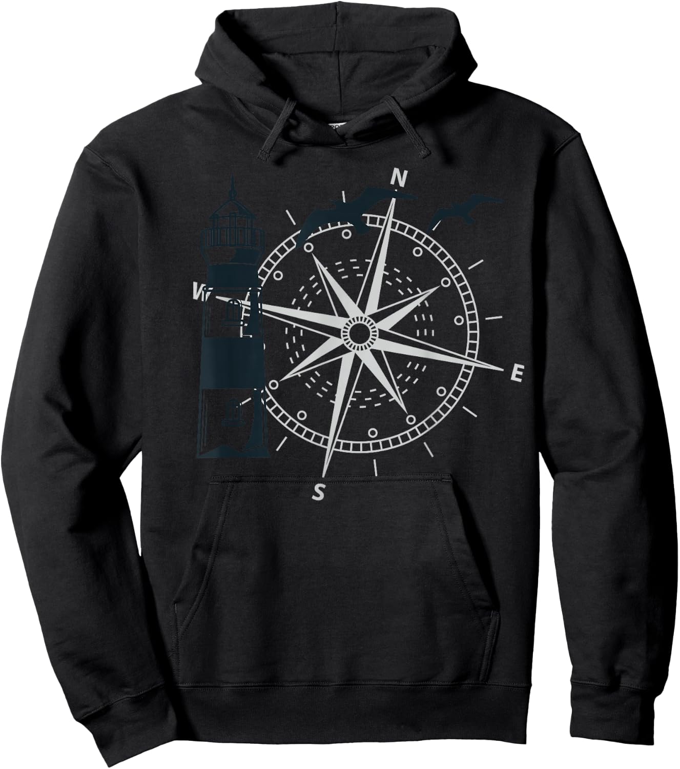 Segeln Kompass Windrose Leuchtturm Hoodie - Hoodie | Black