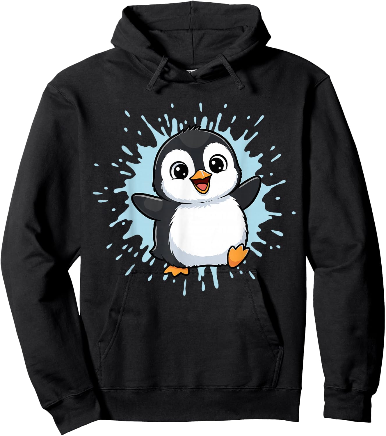 Happy Baby Penguin Splash Cute Arctic Friend Hoodie - Hoodie | Black