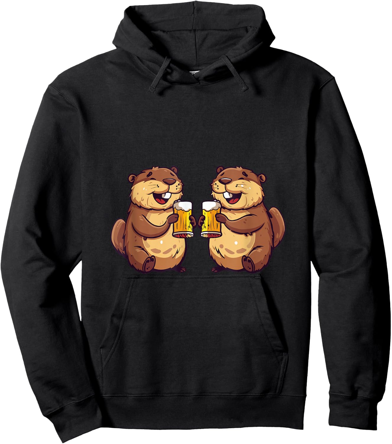 Drinking Beaver With Beer | Birthday Party Hoodie - Hoodie | Black