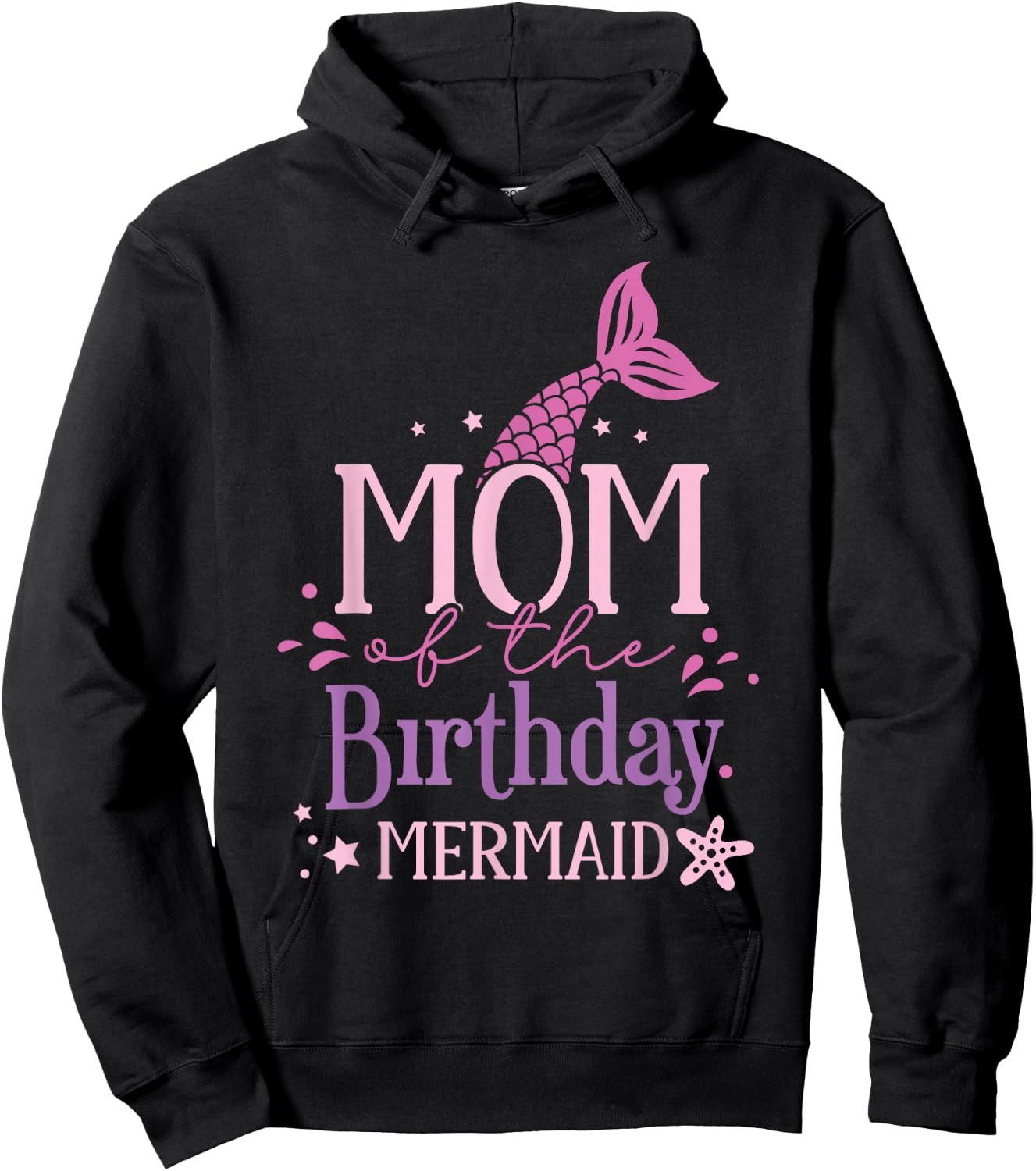 Mom Of The Birthday Mermaid Girls Mermaids Birthday Mermaid Hoodie - Hoodie | Black