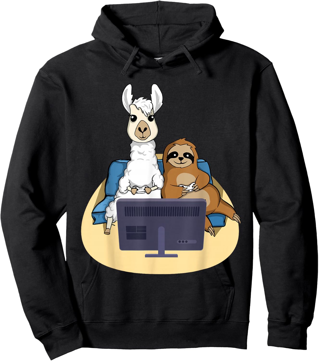 Sloth And Llama Gamer - Zookeeper Zoo Animal Lovers Hoodie - Hoodie | Black