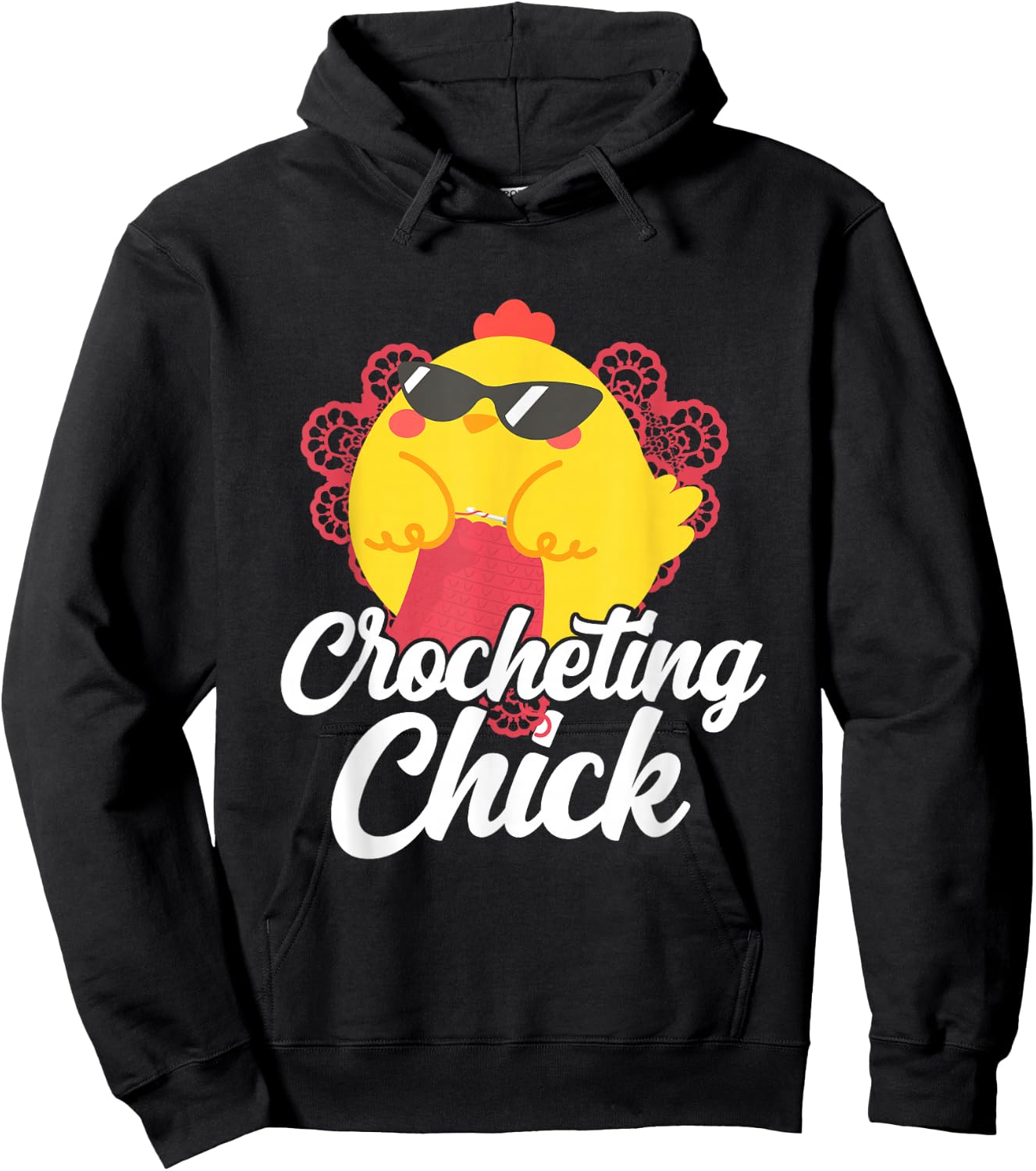 Crocheting Chicken Girl Crocheting Chick Hoodie - Hoodie | Black