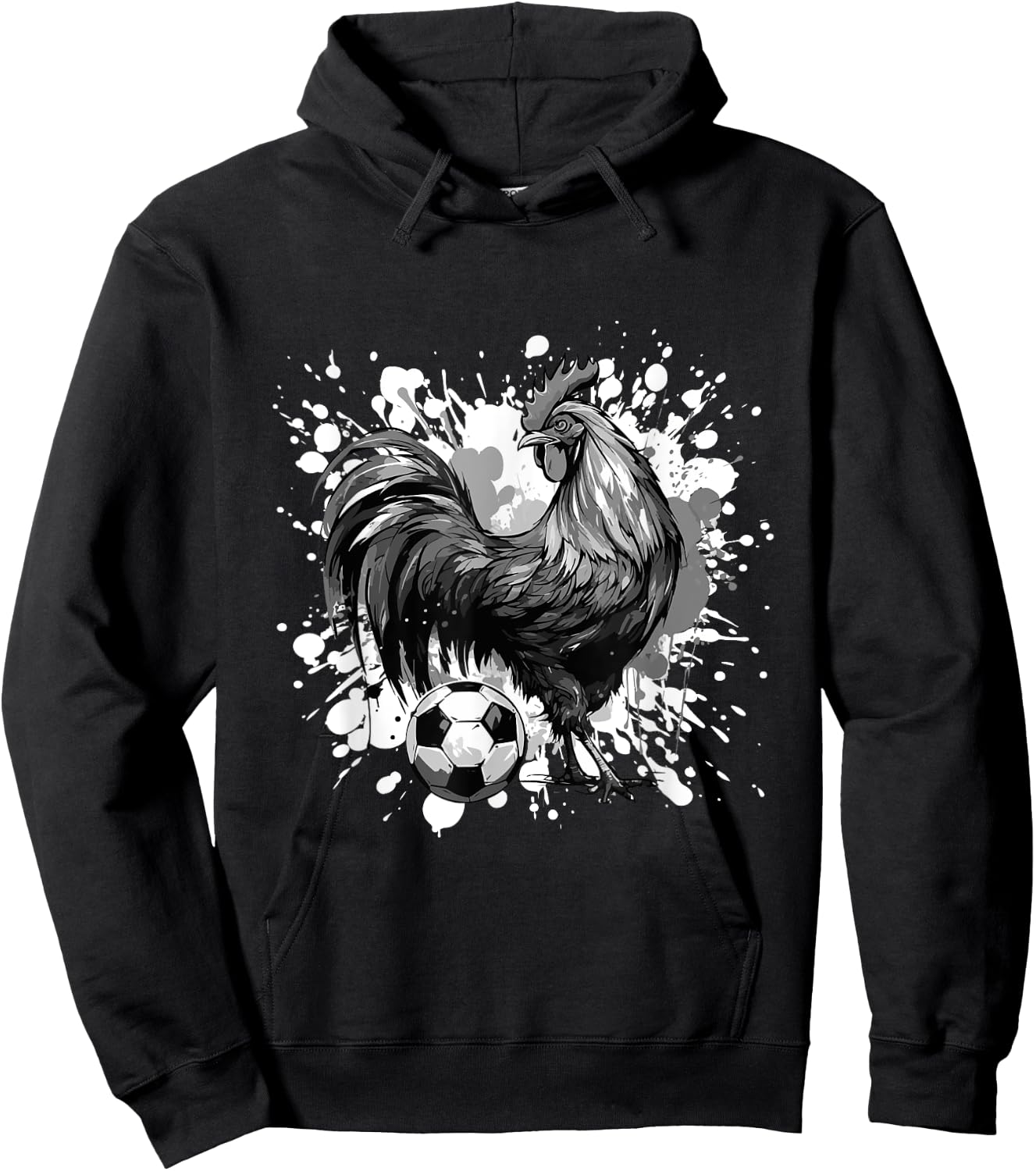 Rooster Playing Soccer Animal Hoodie - Hoodie | Black