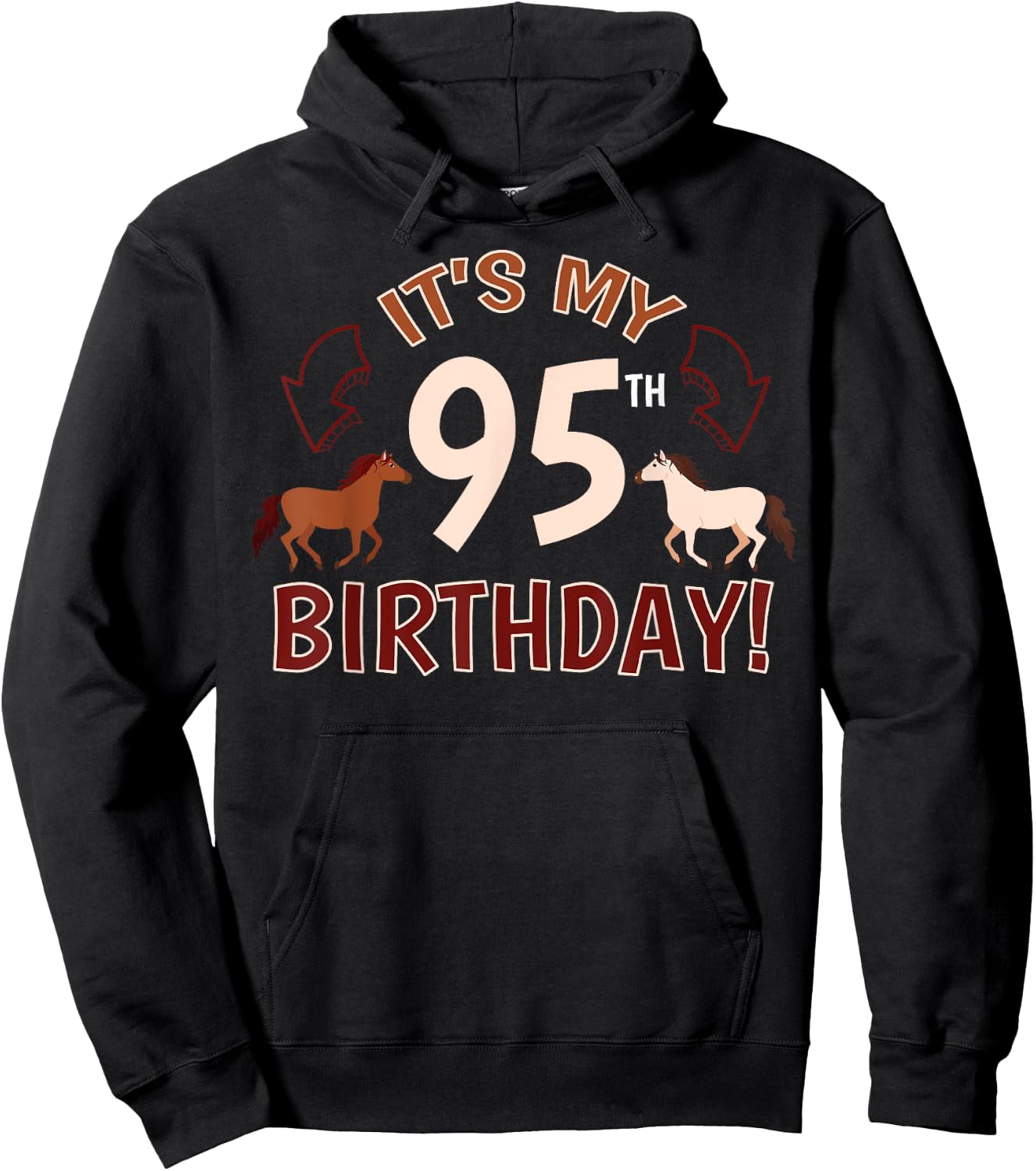 It's My 95th Birthday! Horse Theme Bday Party Celebration 95 Hoodie - Hoodie | Black