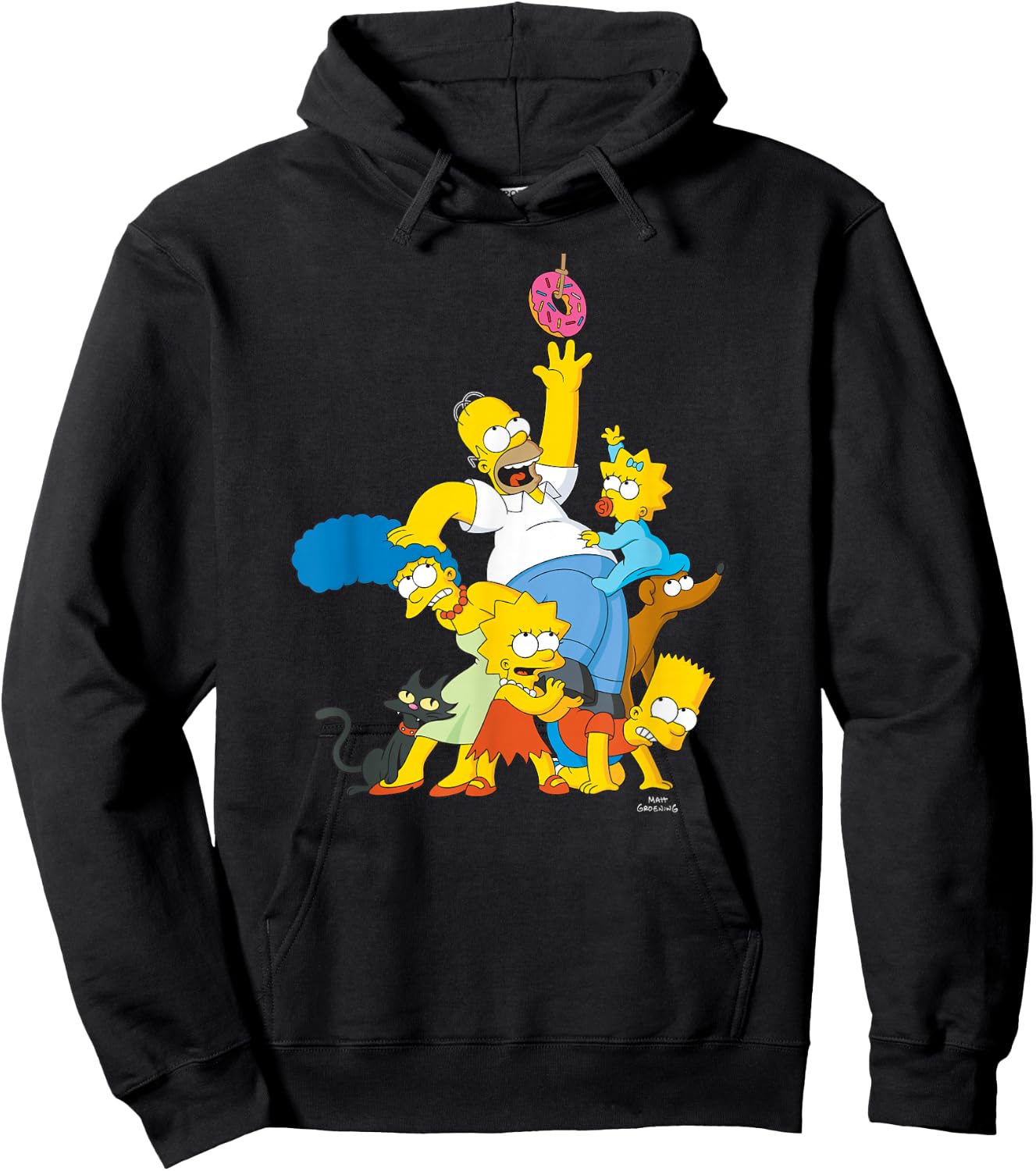 The Simpsons Family Donut Reach , black Hoodie - Hoodie | Black