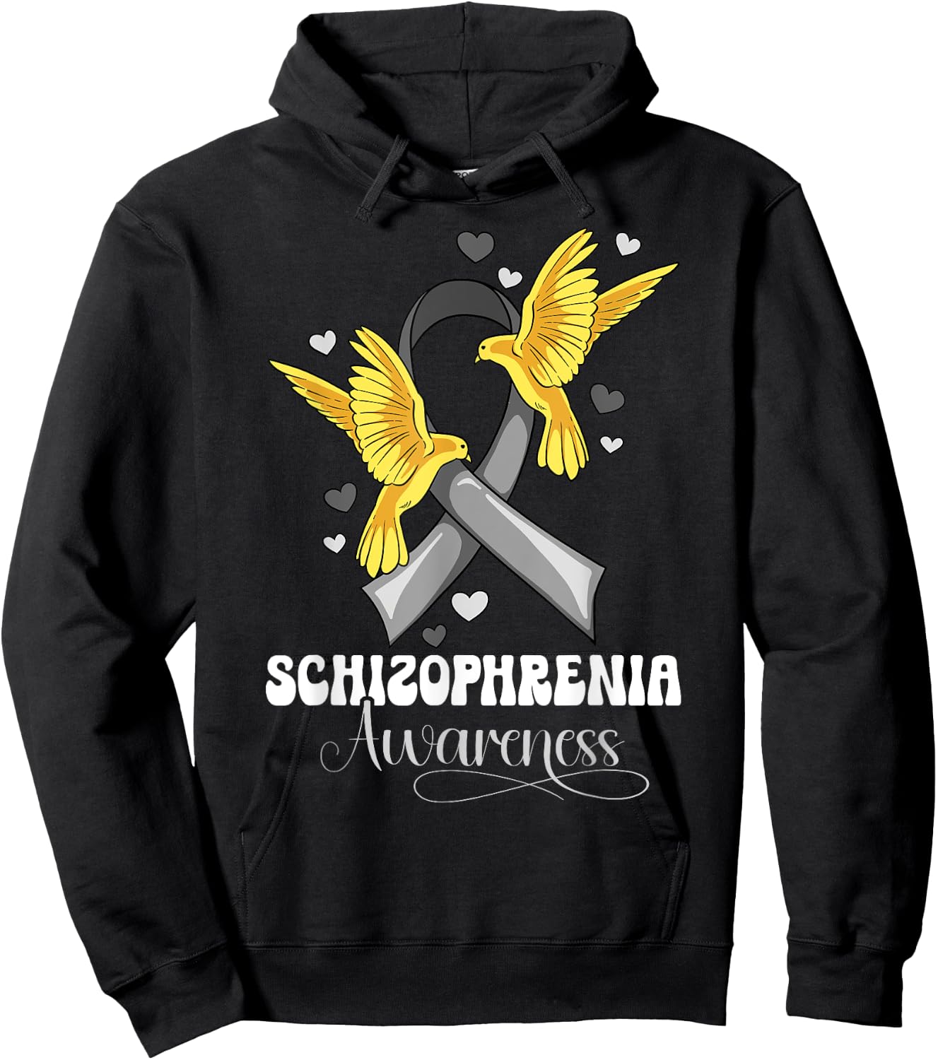 Schizophrenia Awareness - Kids' Black Modern Letter Print Short Sleeve Hoodie - Hoodie | Black