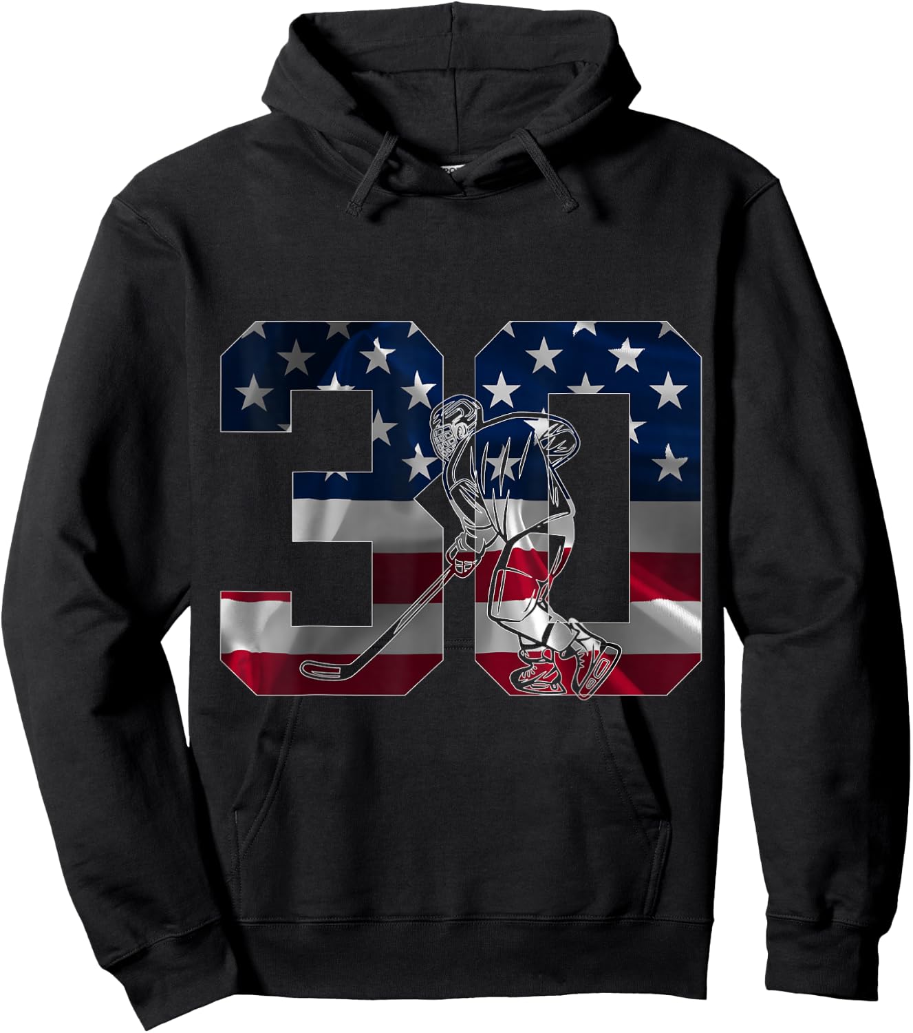 Numéro 30 Ans Hockey 30. Anniversaire Hoodie - Hoodie | Black