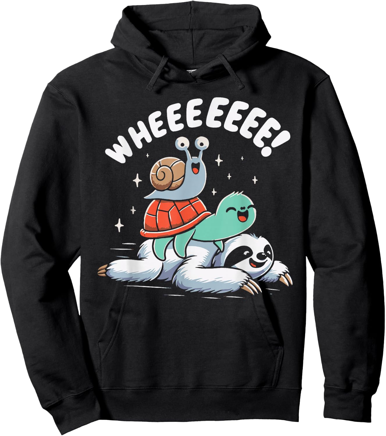 Sloth Snail Turtle Wheeee! Funny Slow Animals Hoodie - Hoodie | Black