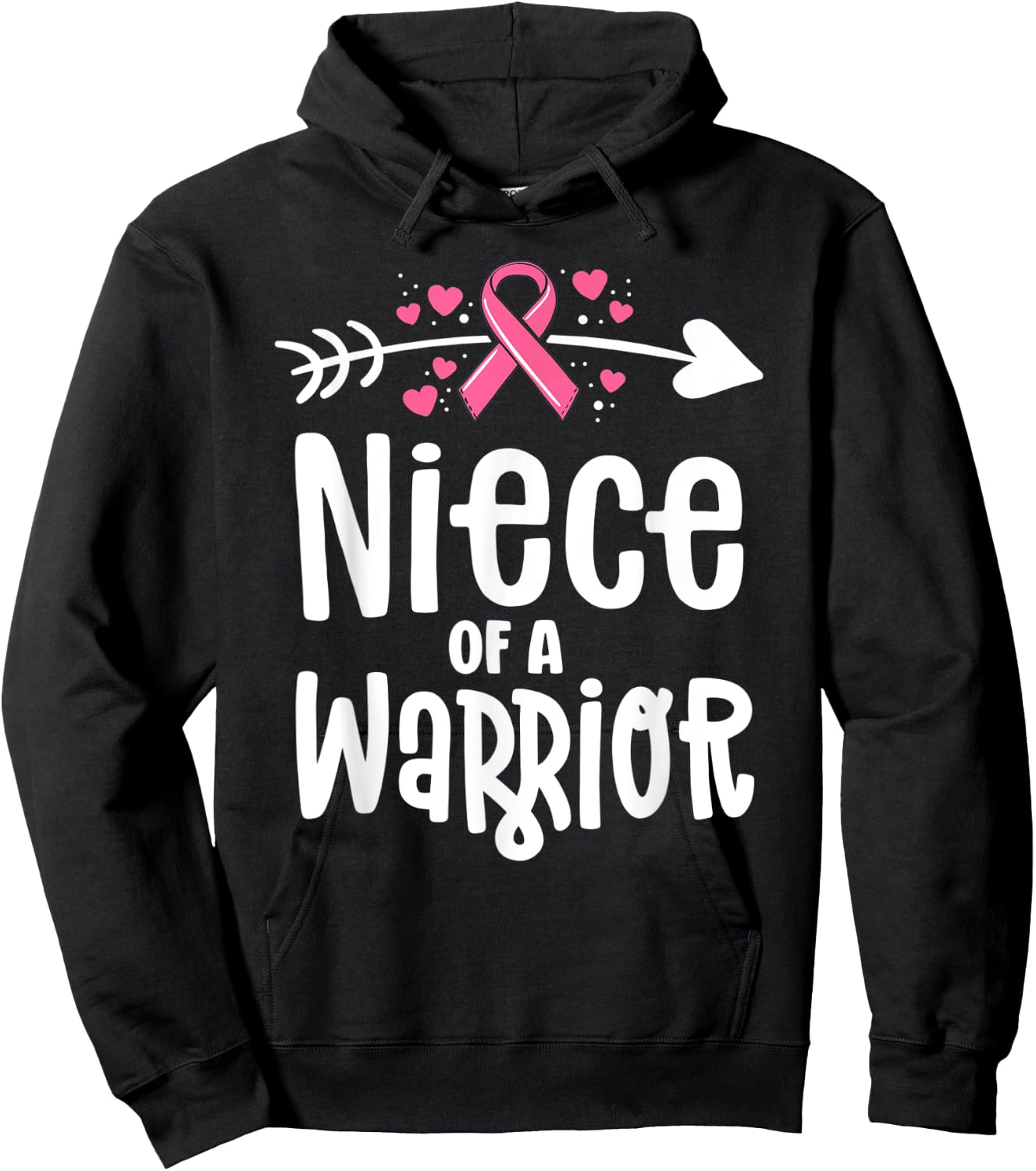 Niece Of A Warrior Family Breast Cancer Shirts Pink Ribbon Hoodie - Hoodie | Black
