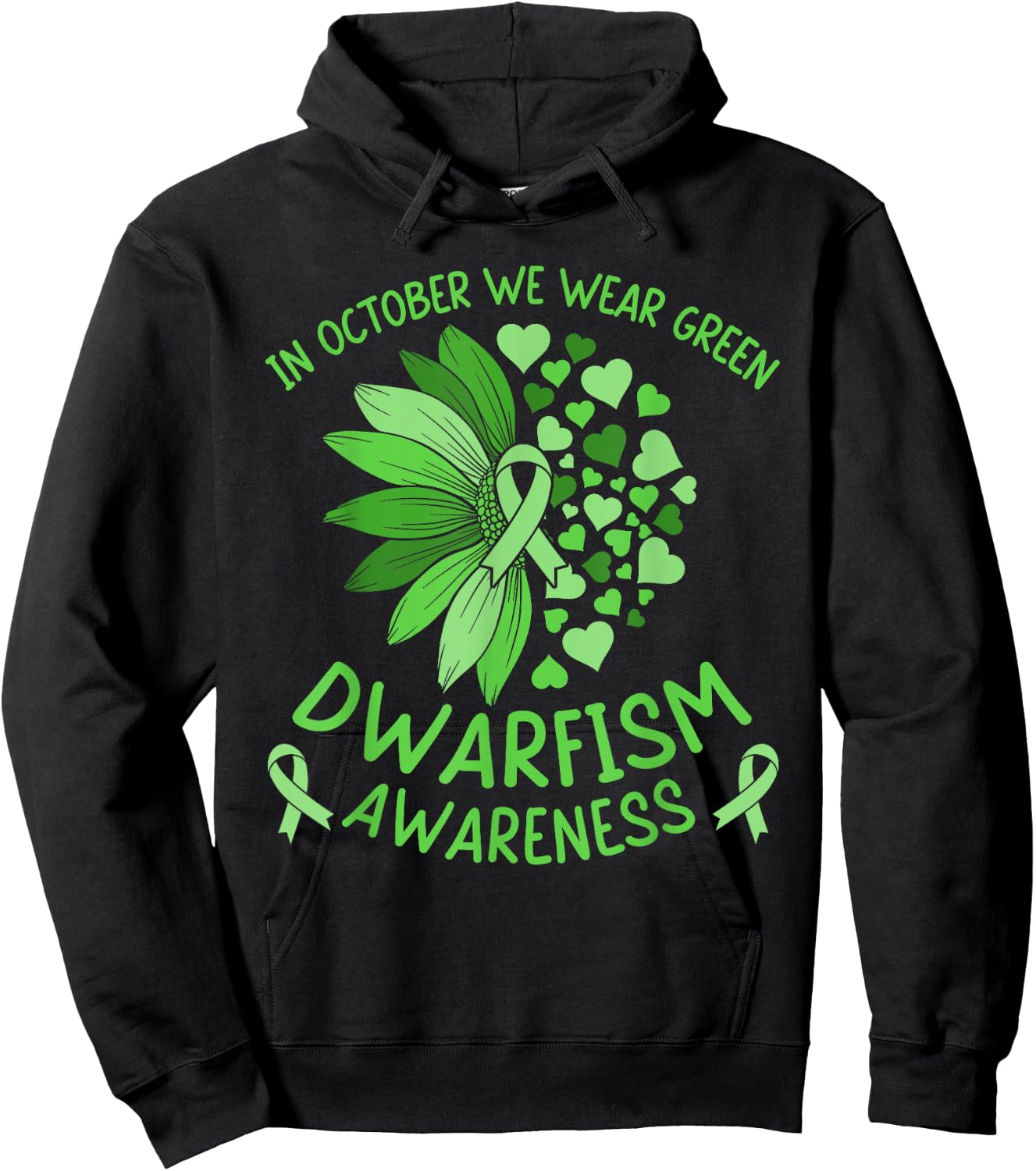 Dwarfism Awareness Ribbon Green Sunflower Support Squad Hoodie - Hoodie | Black