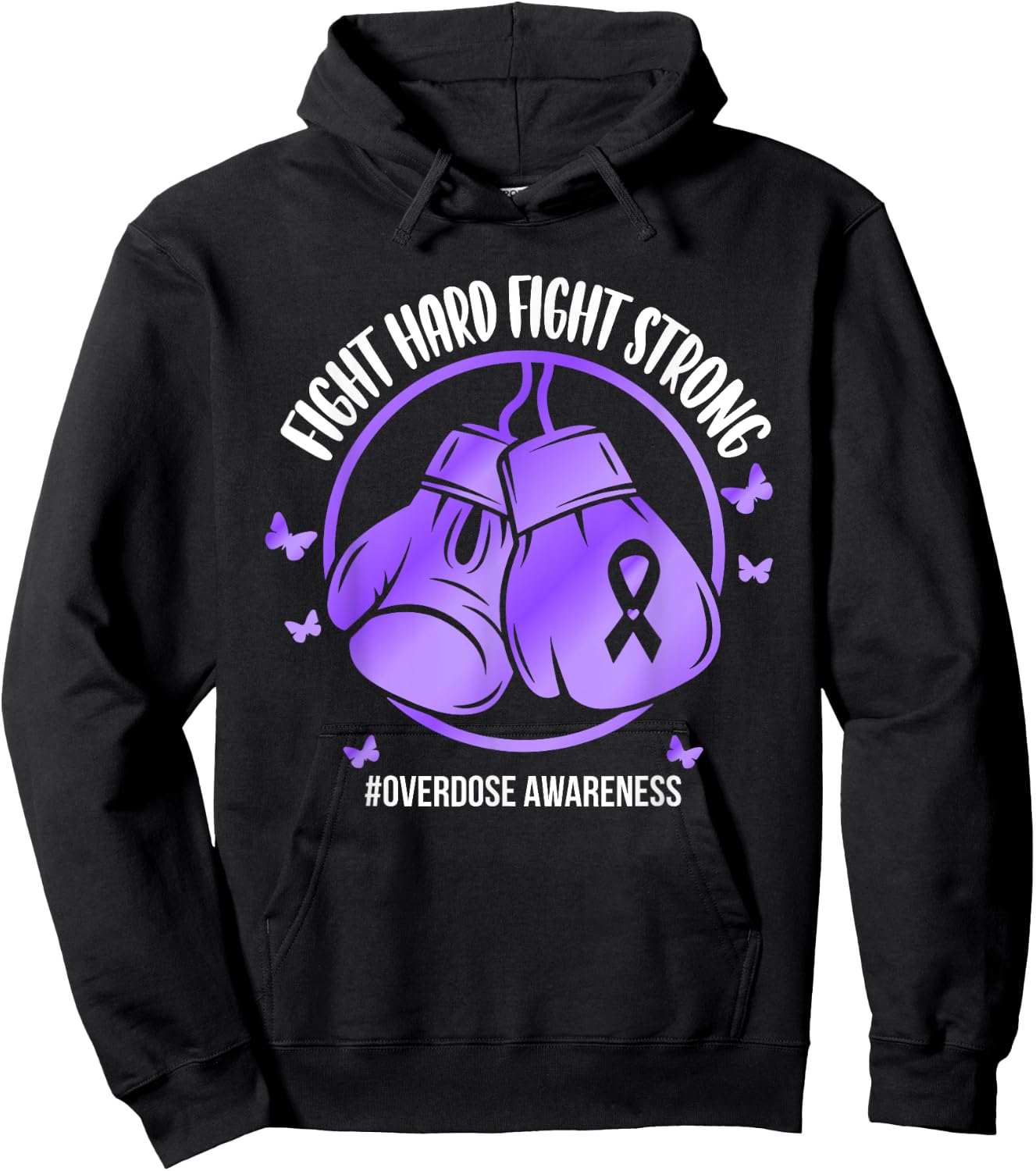 Overdose Warrior Gloves Support Squad Overdose Awareness Hoodie - Hoodie | Black