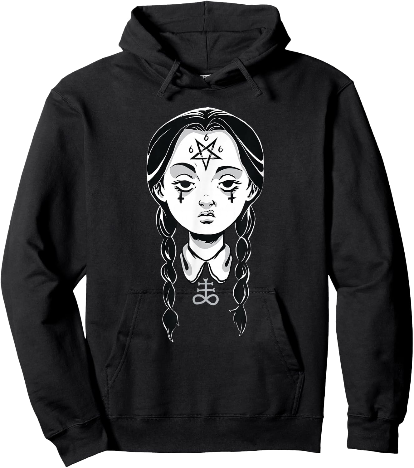Satanic Shirt Punk Devil Goth Girl 666 Pentagram Leviathan Hoodie - Hoodie | Black