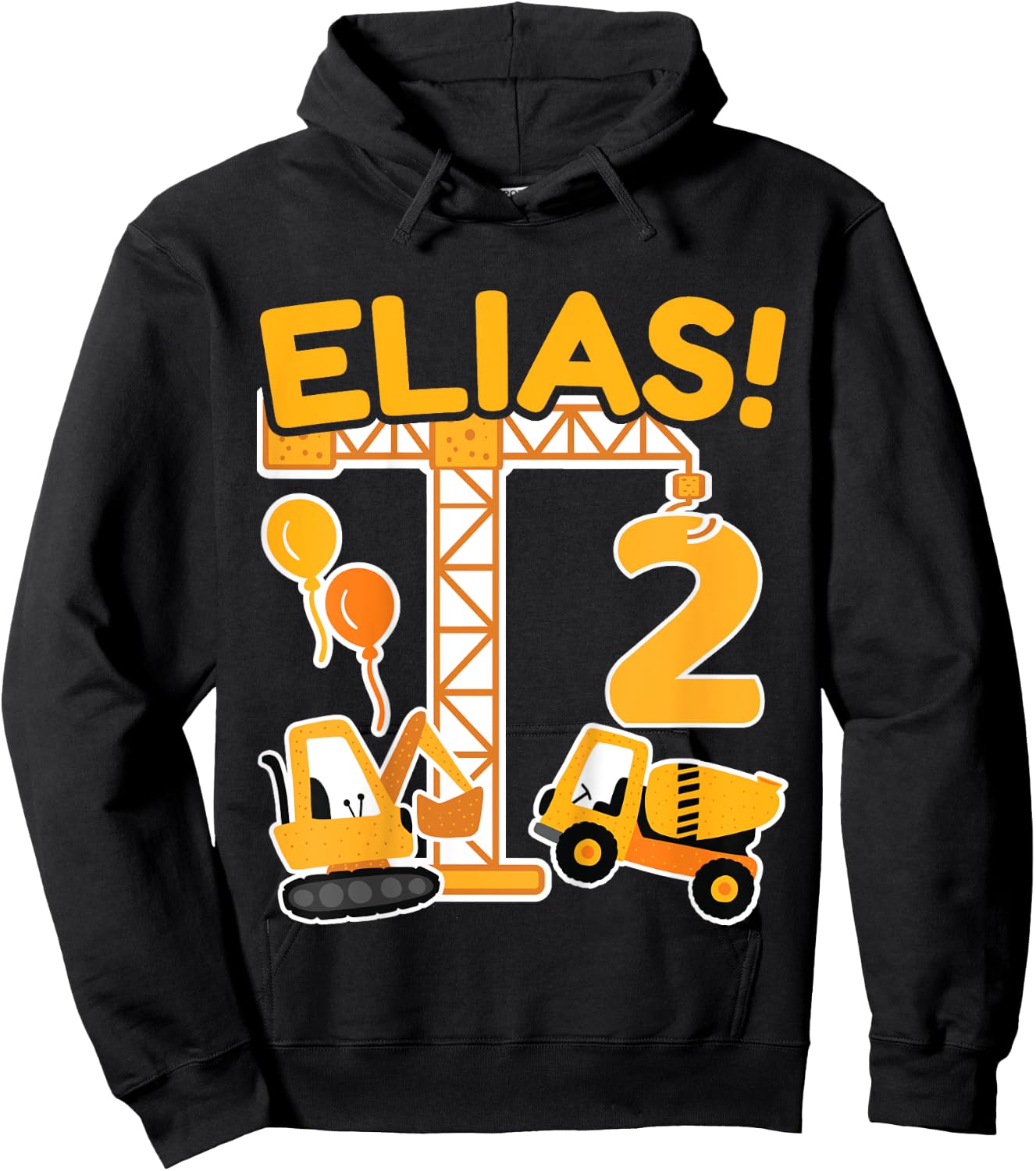 Kinder 2. Geburtstag Vorname Elias Bagger Deko Geschenk Jungen Hoodie - Hoodie | Black
